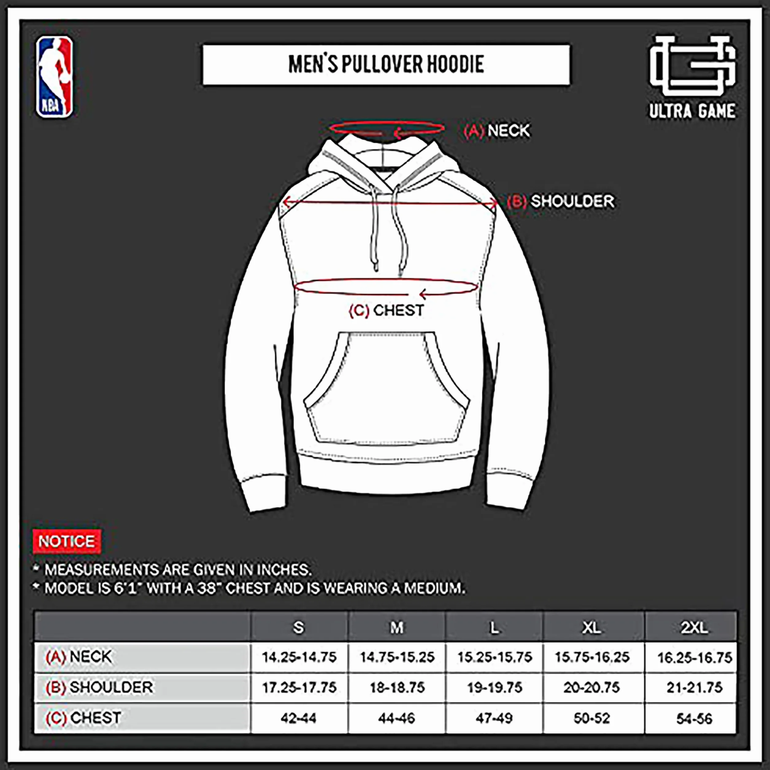 Ultra Game Felpa con Cappuccio Ufficiale NBA Midtown Super Morbida da Uomo