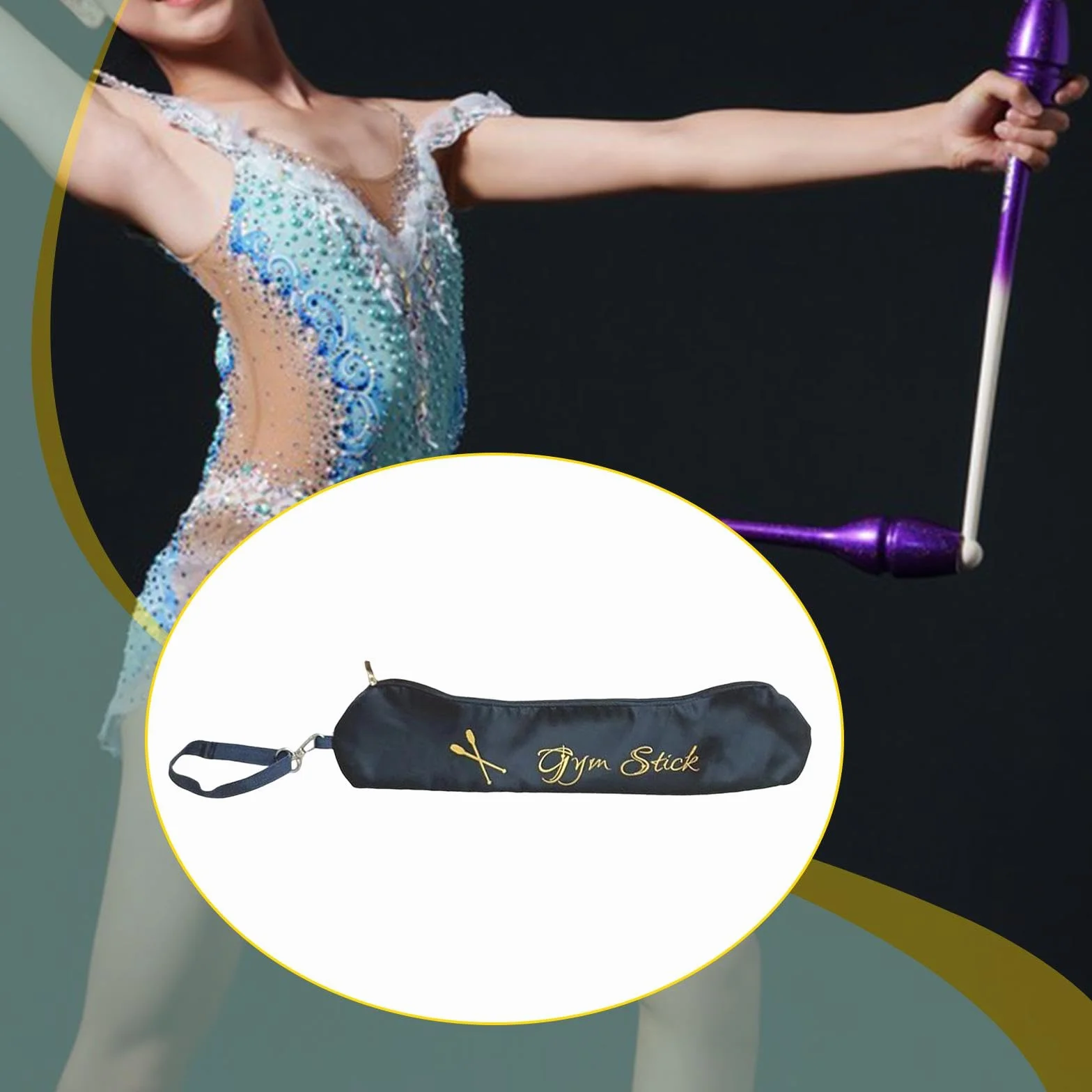 Borsa per Bastoncini da Ginnastica in Nylon Leggera Portatile con Cerniera