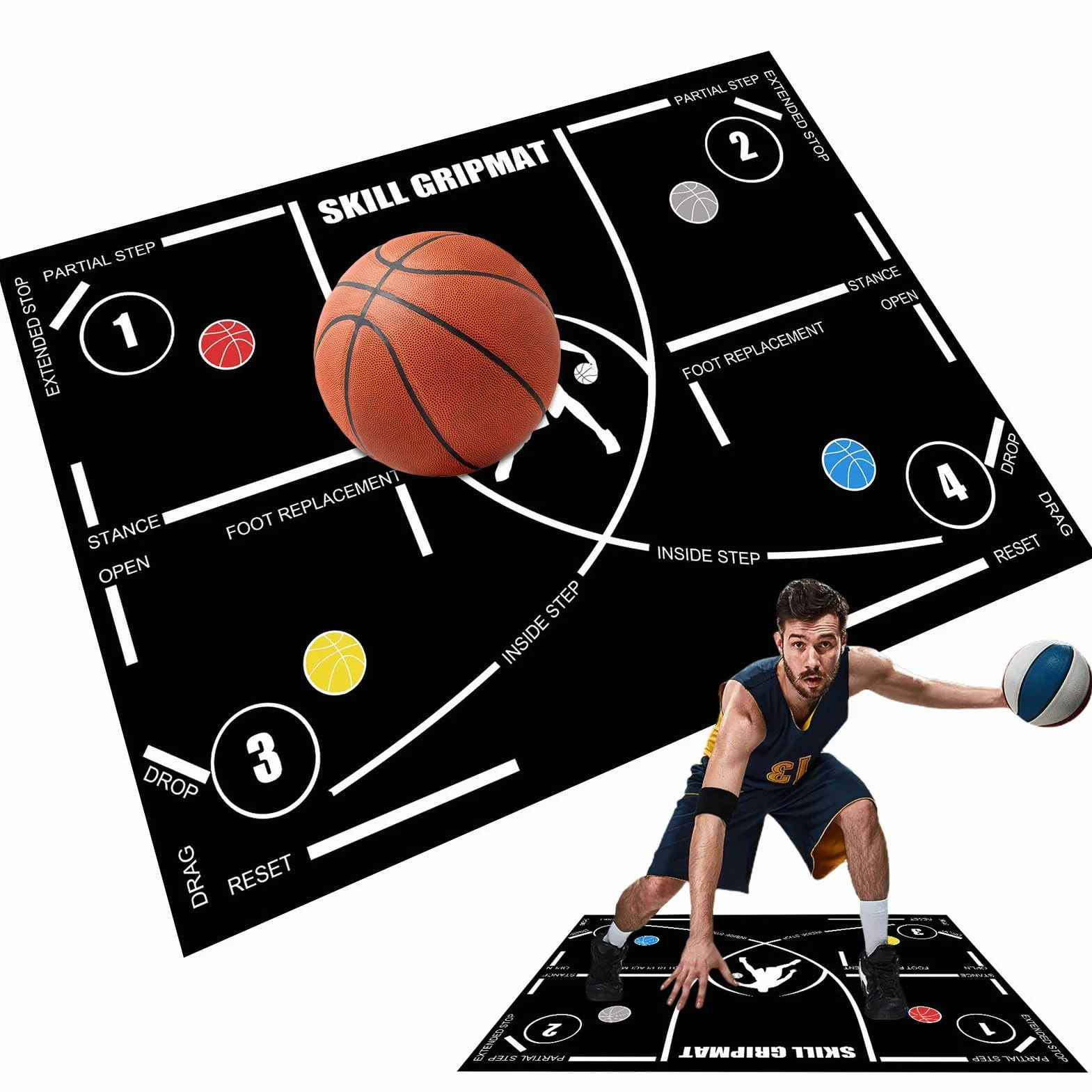 Tappetino da basket, tappetino da allenamento per agilità,Coperta portatile antiscivolo per allenatore di basket 120x86 cm - Ausili per l'allenamento, attrezzature silenziose,