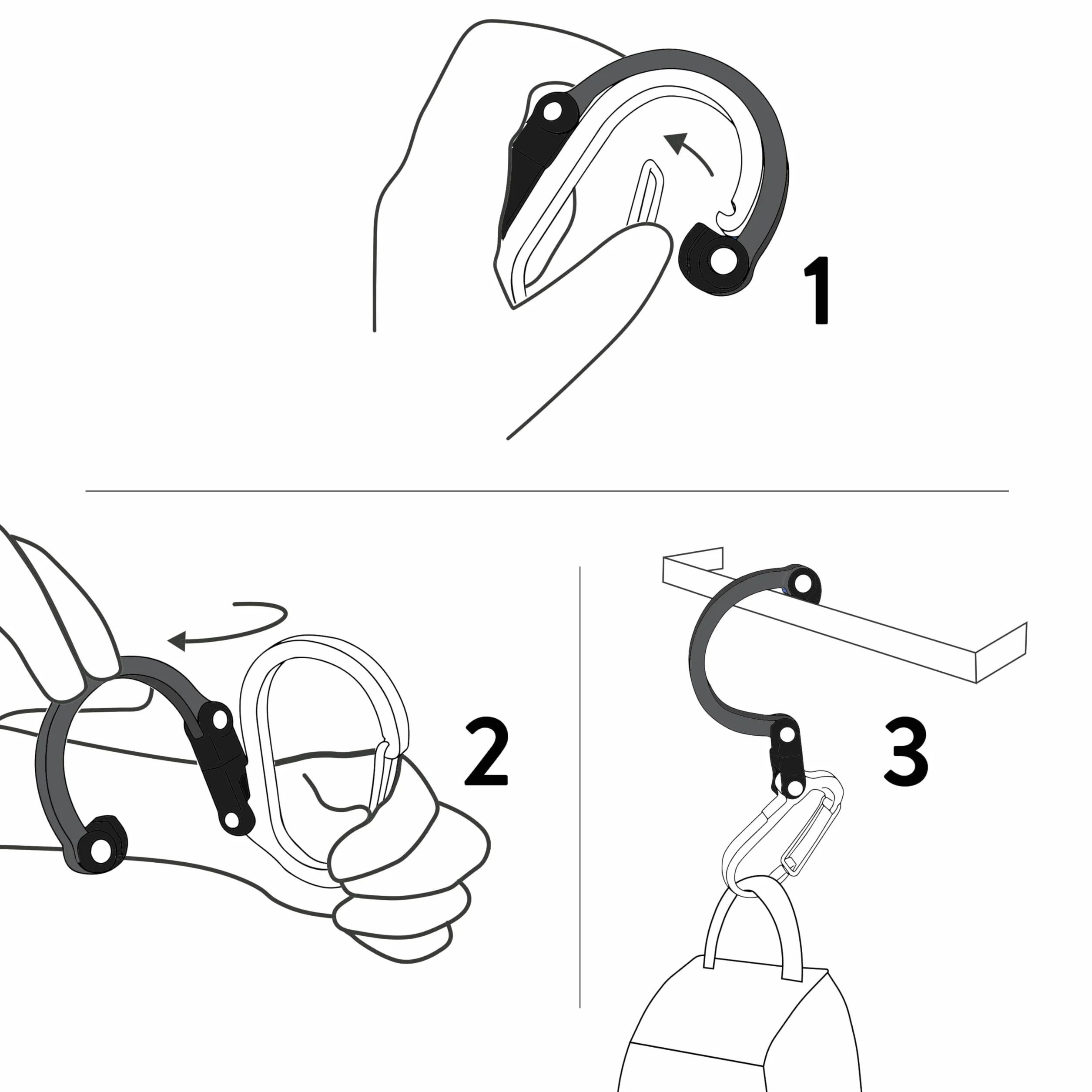GEAR AID HEROCLIP Mini Moschettone e Gancio per Appendere Borse