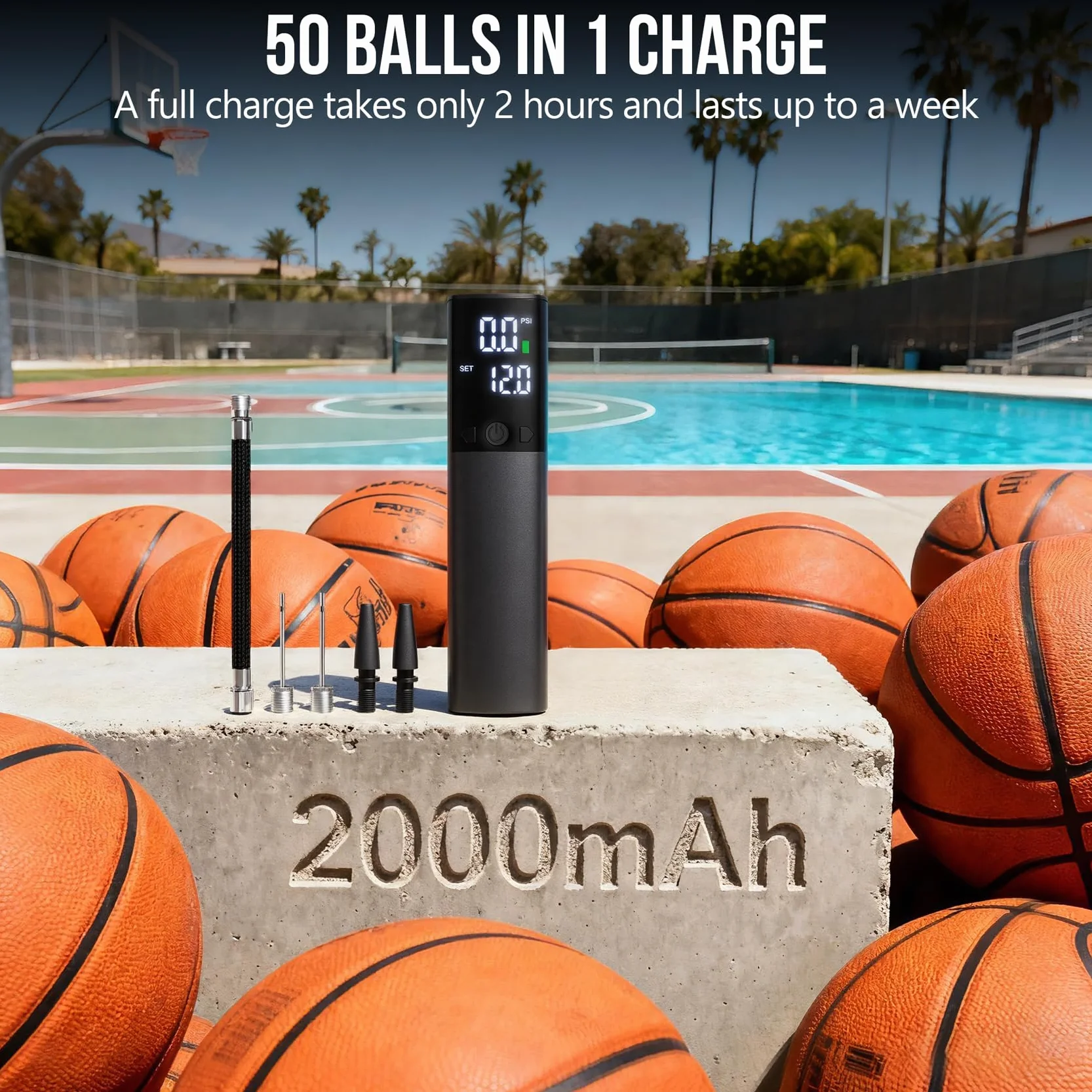 Pompa A Sfera Elettrica Automatica Portatile per Gonfiaggio Rapido con Manometro e Display LCD per Basket, Calcio, Pallavolo