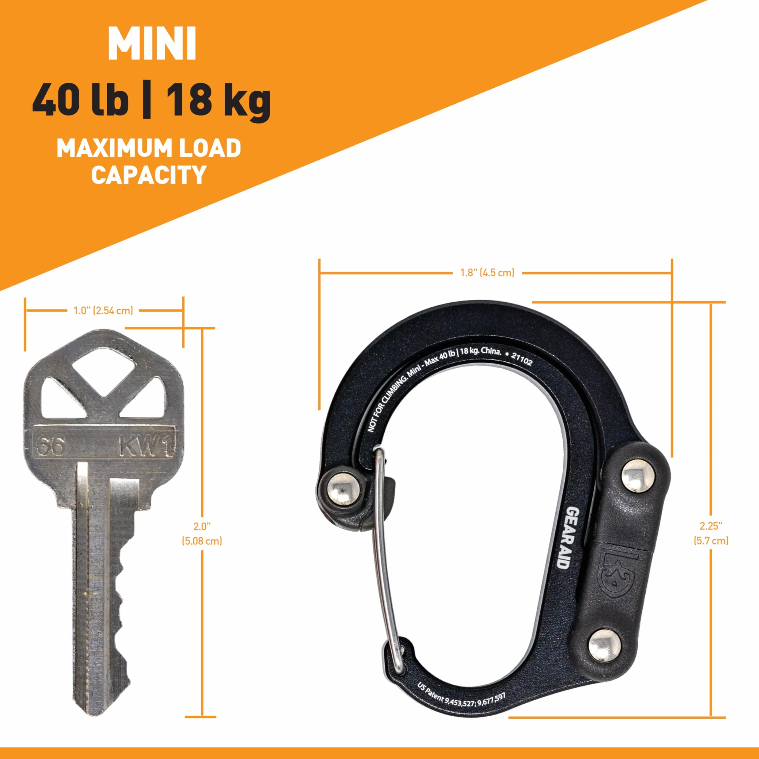 GEAR AID HEROCLIP Mini Moschettone e Gancio per Appendere Borse
