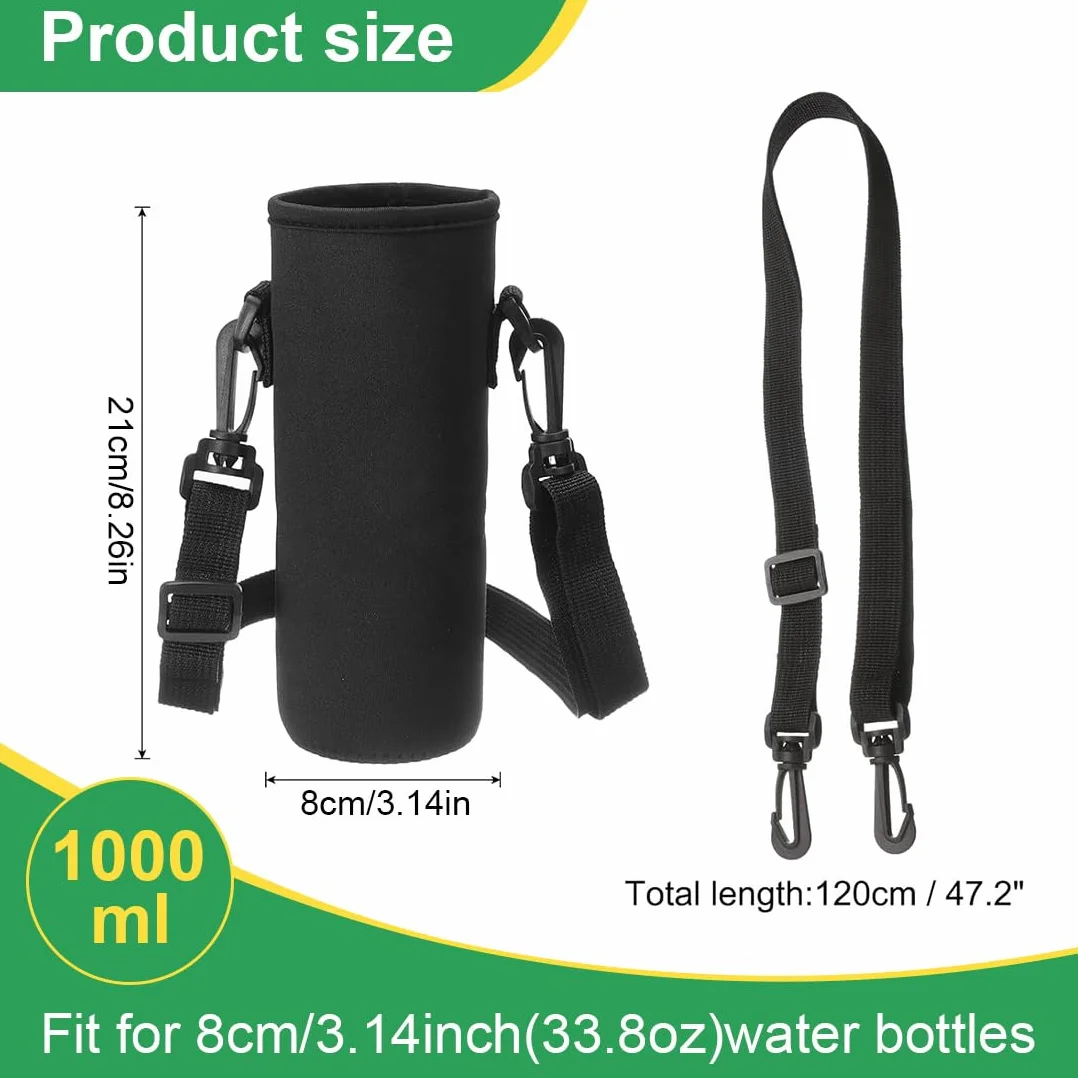 JEYORZY 1 Pezzi Protezione per Bottiglia D'acqua 1000ML Porta Borraccia Termica Custodia Antiscottatura con Tracolla Regolabile per Sport Viaggio