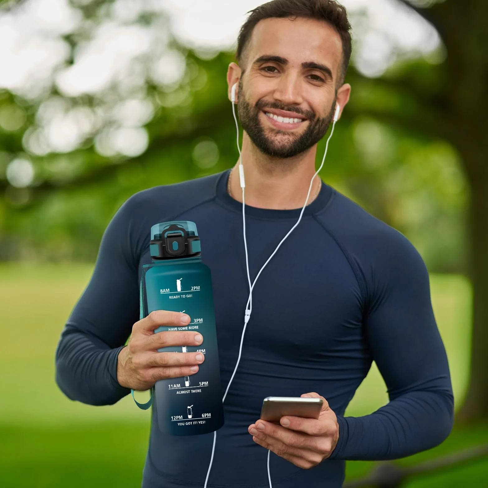 Borraccia Sportiva 1.5L con Cannuccia, Senza BPA, A Prova di Perdite, Riutilizzabile per Fitness