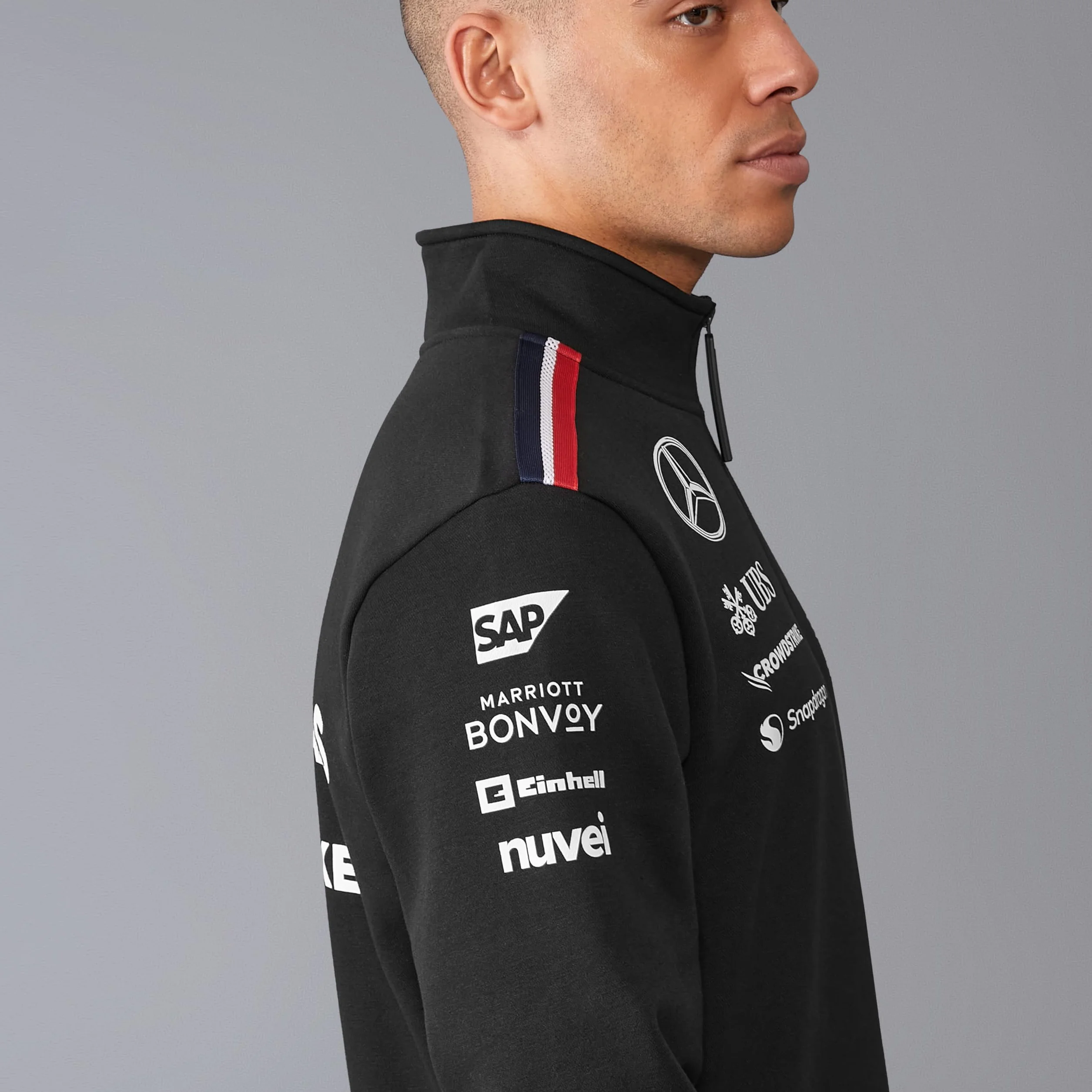 Mercedes AMG Petronas F1 Uomo 2024 Team Maglione con 1/4 di Zip - Nero - Taglia: M