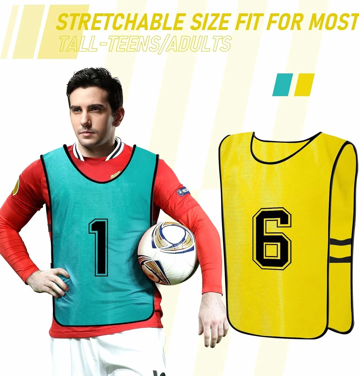 Scrimmage Vest Calcio Pinnies Training Maglie 24 Pezzi Adulti Basket Pallavolo Giallo Verde 47x70cm