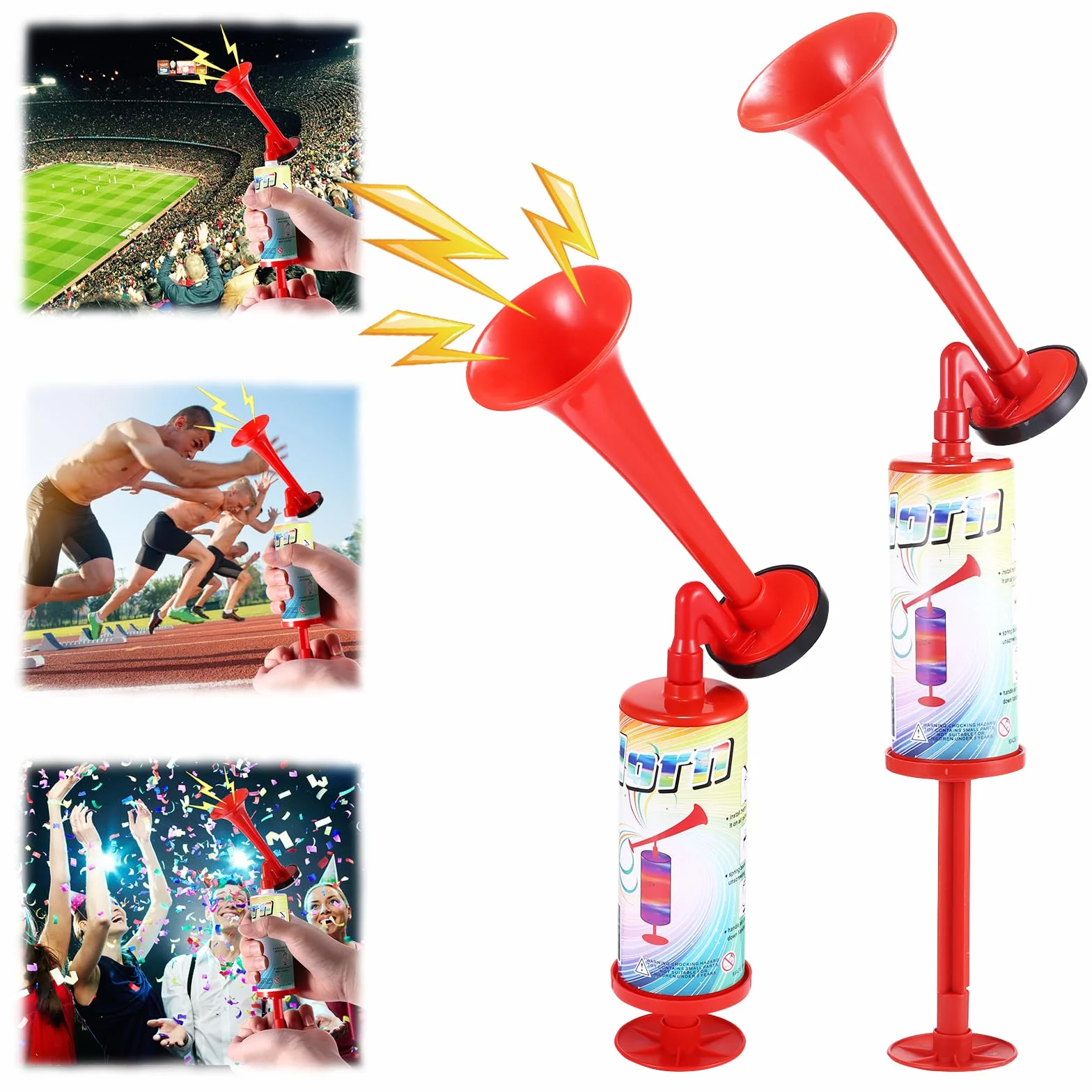 2 pezzi Secondo Air Horn, Clacson Handheld Air Pressione Fanfare Pompa, Tromba da Stadio, Classica Air Horns signalhorn, segnale corno per calcio, fanfare aria compressa