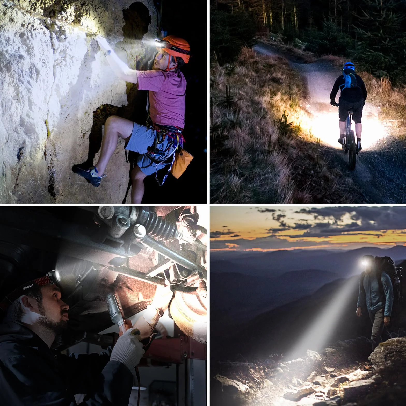 Blukar Torcia Frontale LED 2000 Lumen Ricaricabile con Sensore Movimento Impermeabile per Campeggio Pesca Trekking