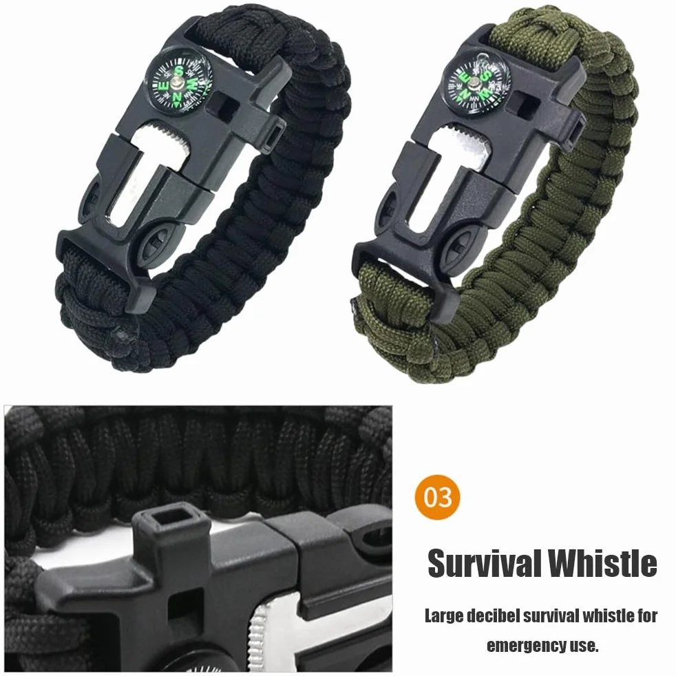Bracciale di sopravvivenza in Paracord multiuso 2 pezzi per escursioni e campeggio