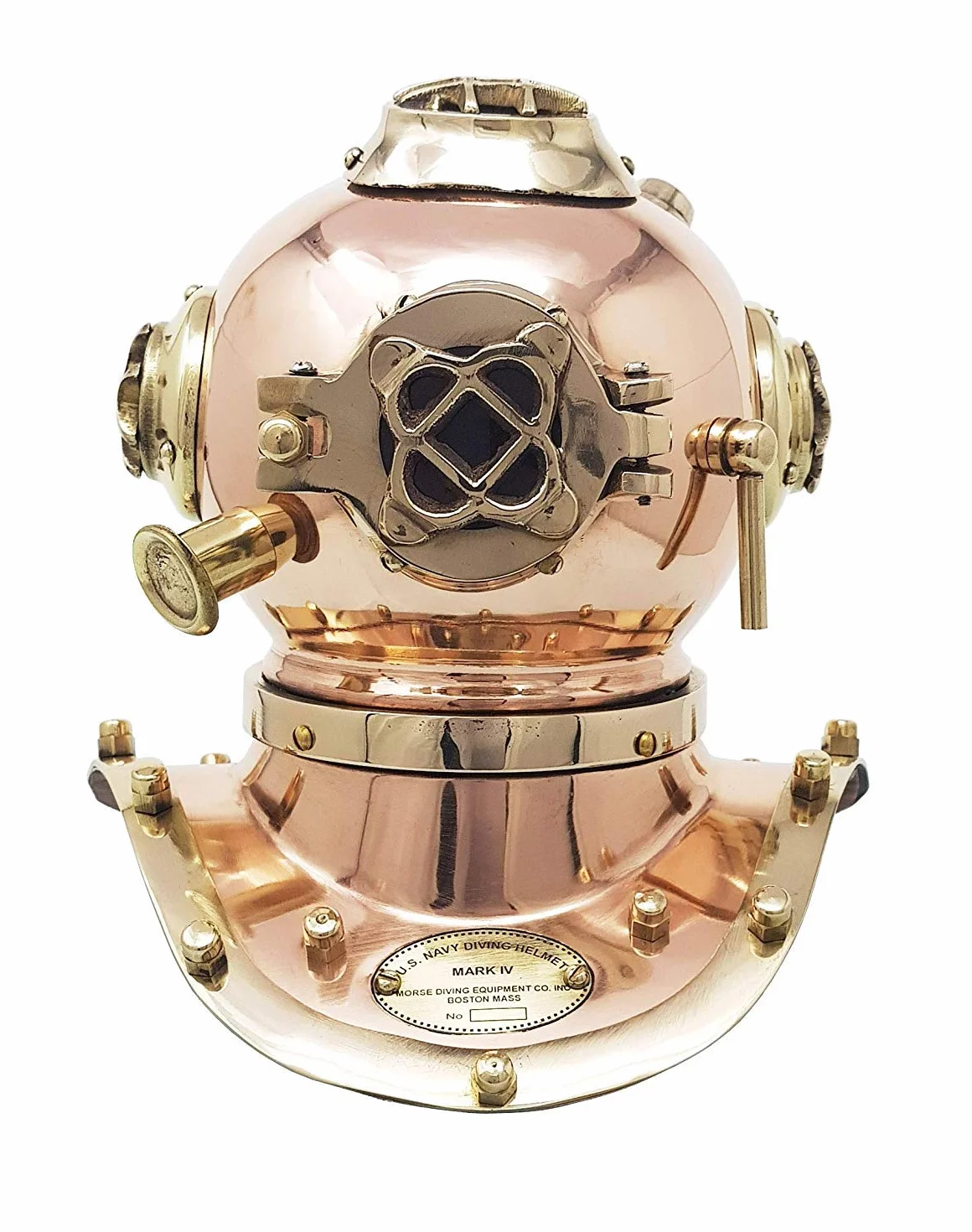 Classic US Navy Mark III Diving Helmet Recreation in ottone e rame. Elegante.