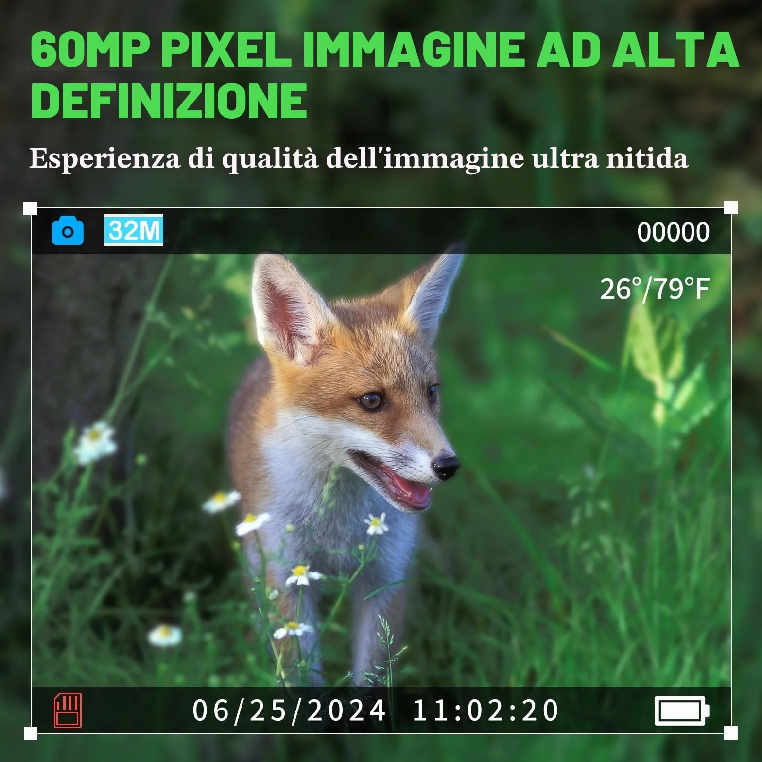 Coolifepro Fototrappola con Pannello Solare 60MP 30FPS WIFI Bluetooth App Batteria Litio 2000mAh Angolo Rilevamento 100° Scheda SD 32GB