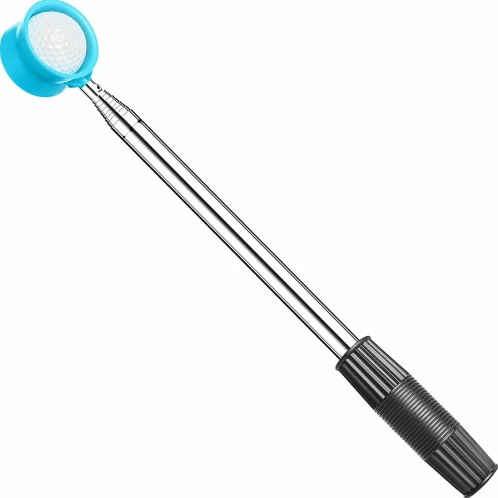Recupero palline da golf telescopico in acciaio inox 3,5 m con coppa a doppia faccia blu