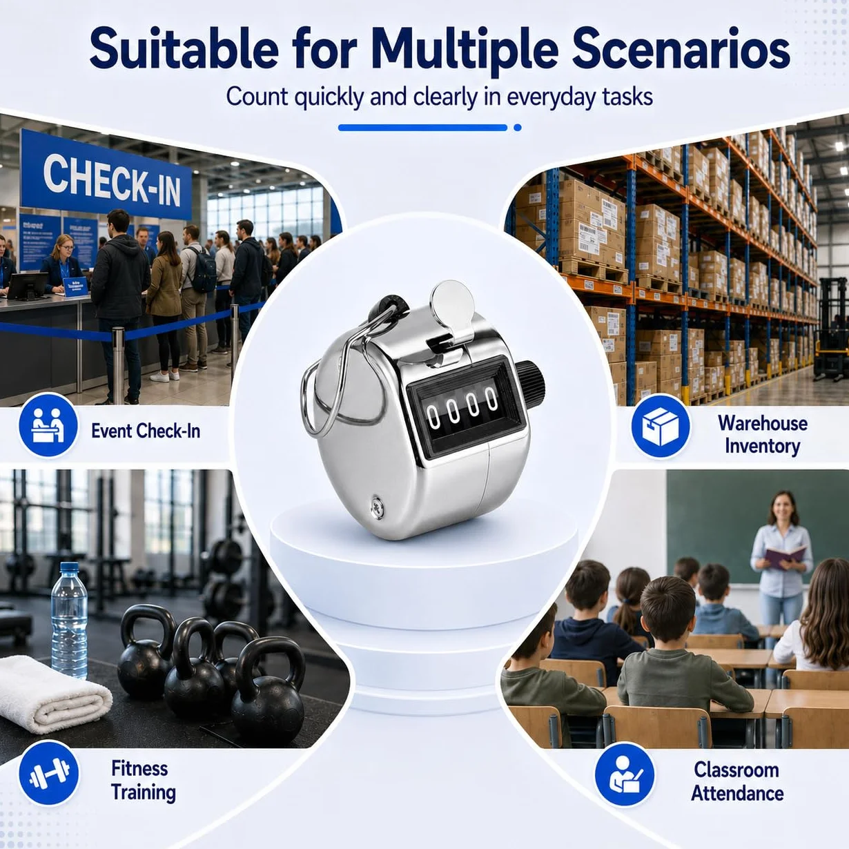Moinkerin Contapersone Manuale Contatore a 4 Cifre per Sport, Golf, Allenatore, Scuola