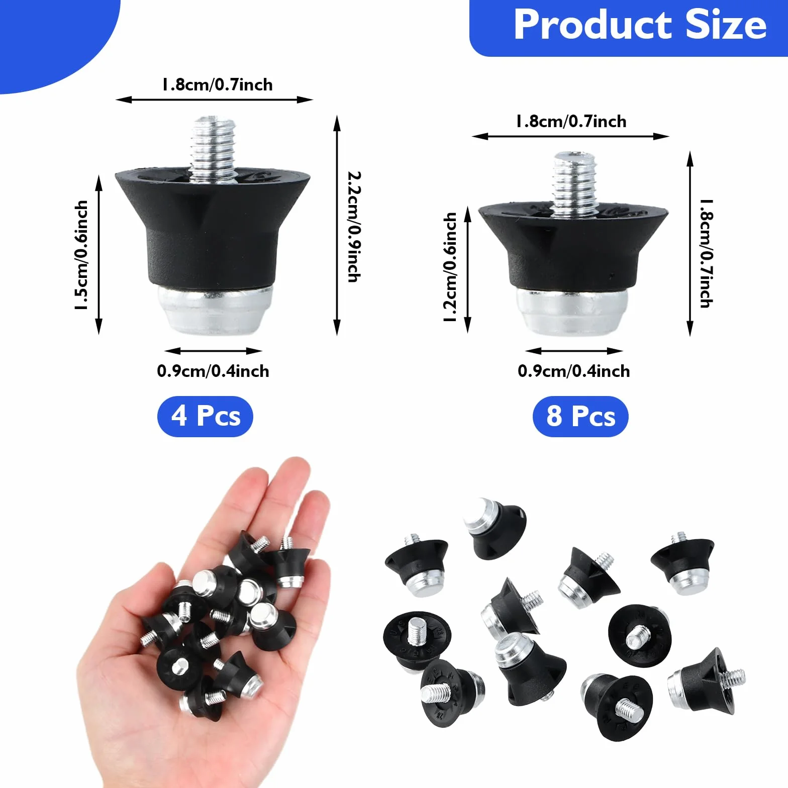 Tacchetti Plastica da Calcio Ricambio Punte in Alluminio 13/16 mm Nero per Ragazzi Adulti