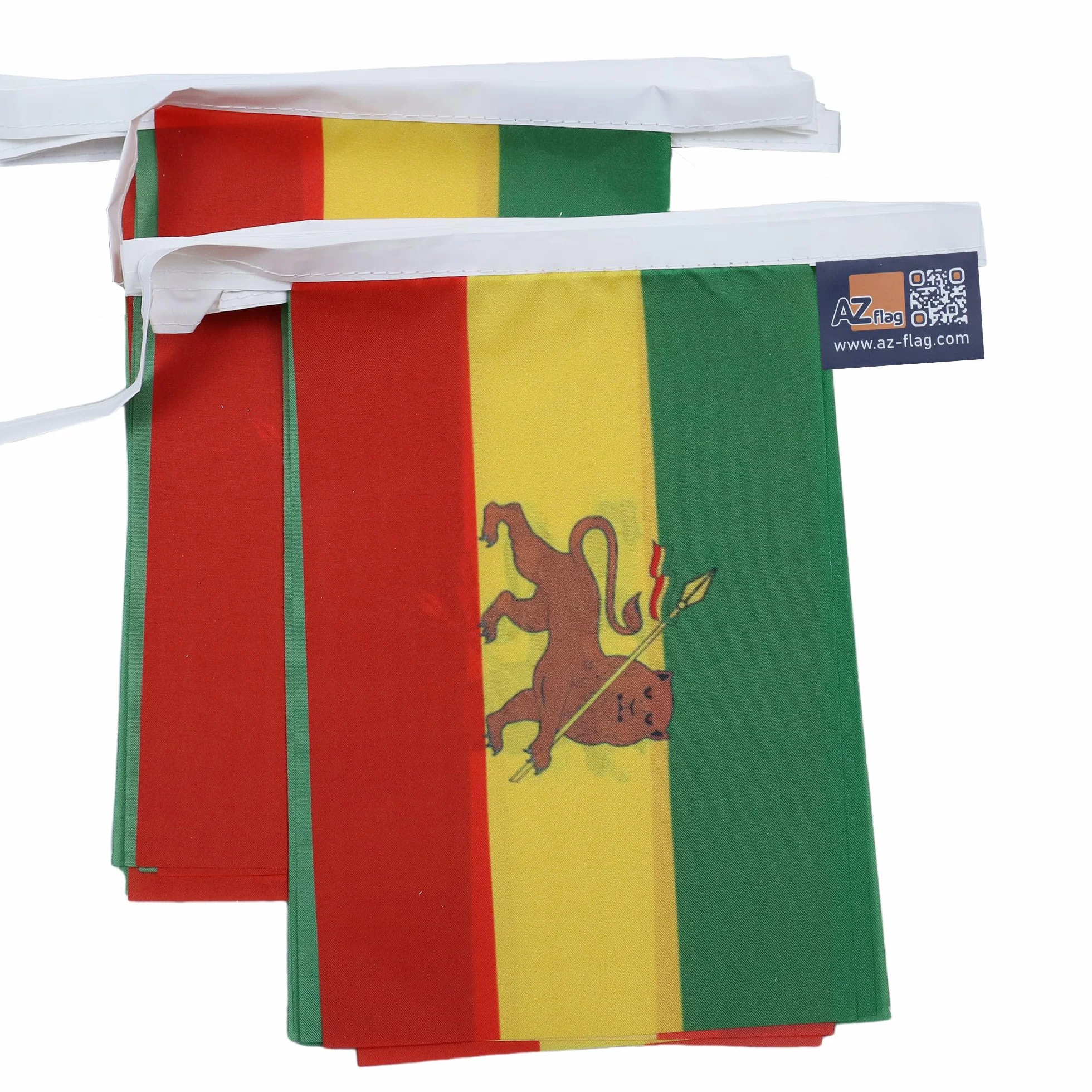 AZ FLAG Ghirlanda 6 Metri 20 Bandiere Etiopia Con Leone 21x15cm, Bandiera Etiope 15 x 21 cm - Festone Bandierine
