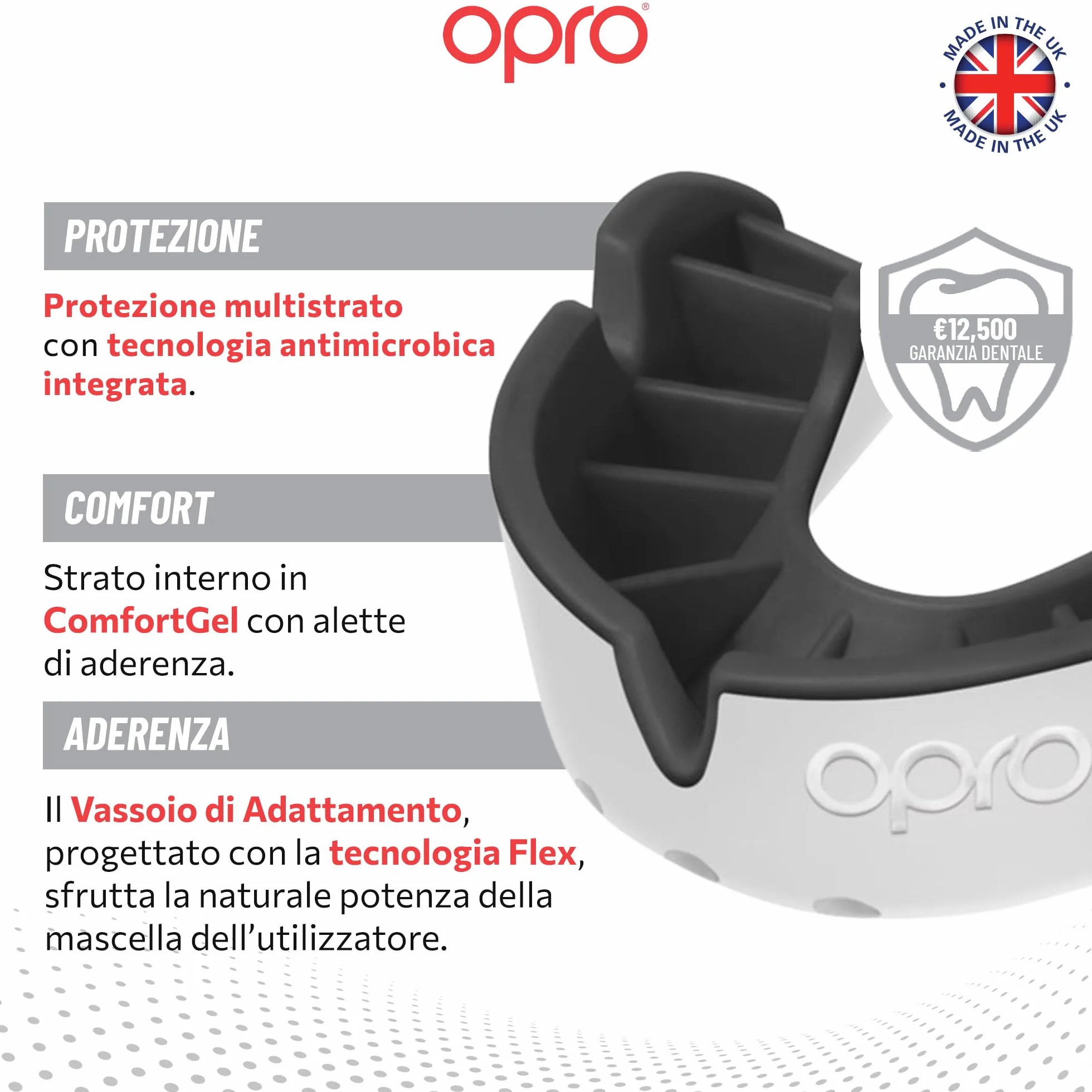 OPRO Paradenti Livello Argento Aderenza Essenziale Protezione Dentale per Boxe MMA Rugby Hockey Adulti Bambini
