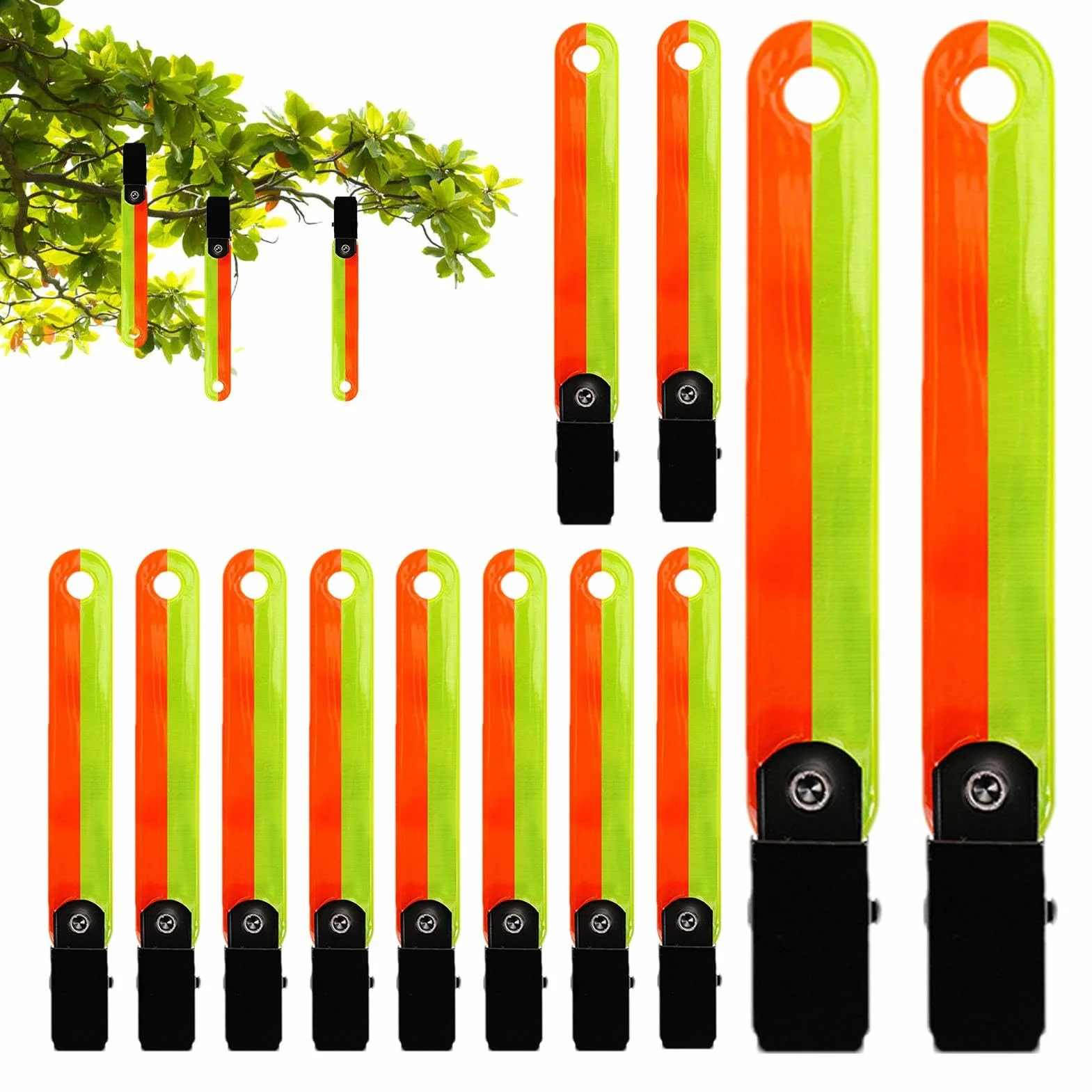 Segnavia per Alberi ad Alta Visibilità 12 Pezzi con Clip Riflettenti PVC Impermeabile per Escursioni