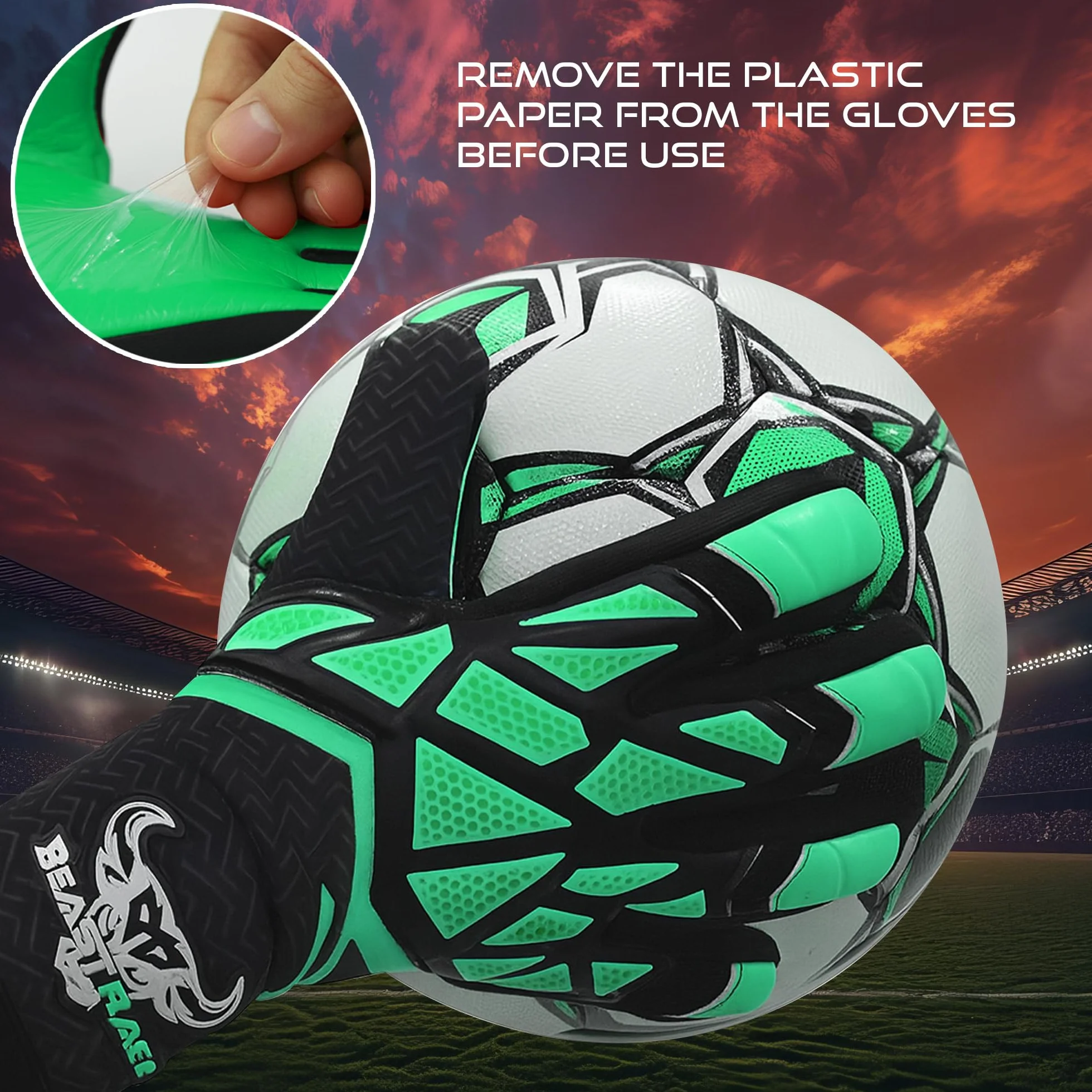 BEAST RAGE Guanti da portiere calcio bambini adolescenti adulti