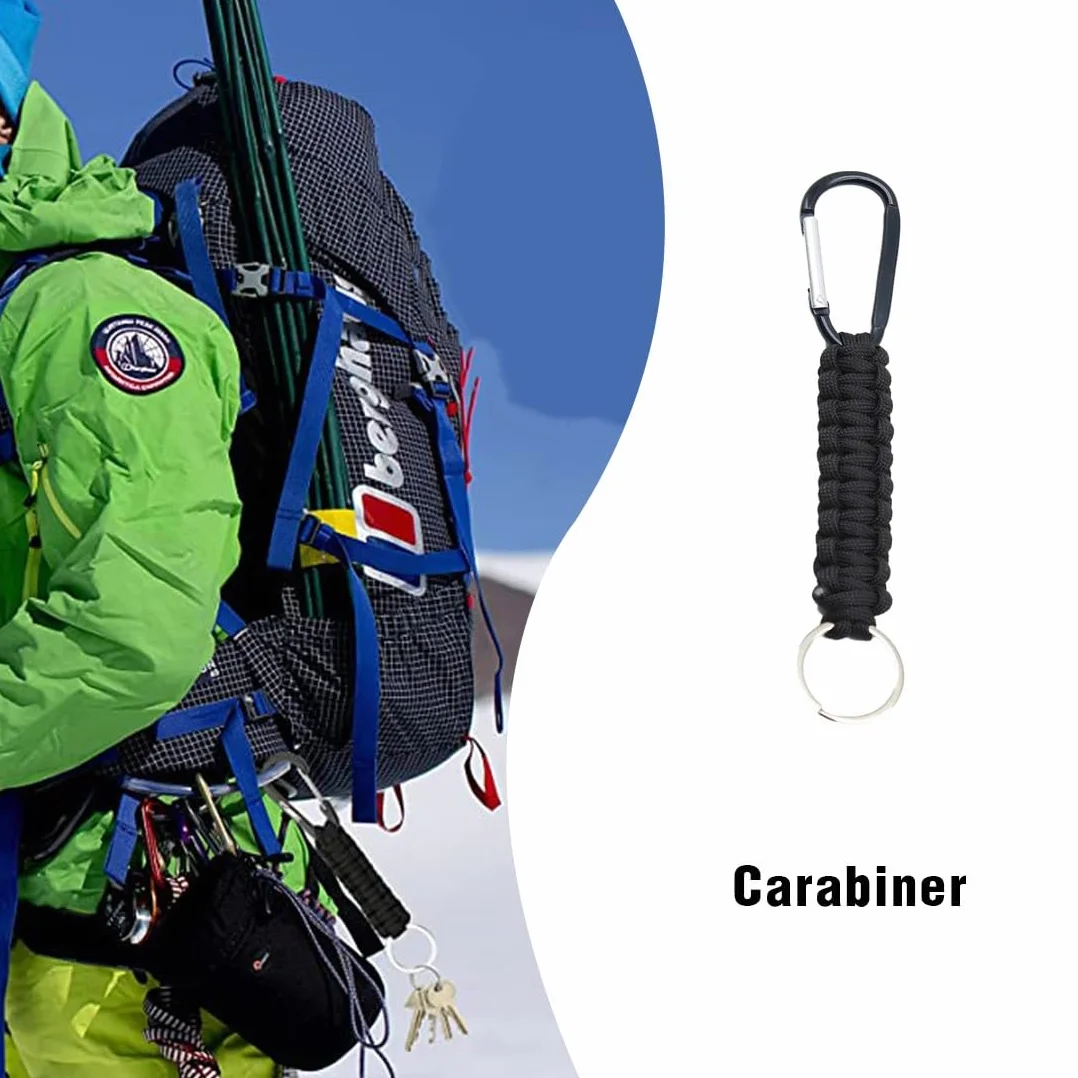 4 Pezzi Portachiavi Paracord con Moschettone Portachiavi con Chiusura a Chiave D Ganci Appendini Keychain per Campeggio Pesca Trekking o Viaggio Ganci appendini Kit di Sopravvivenza Esercito