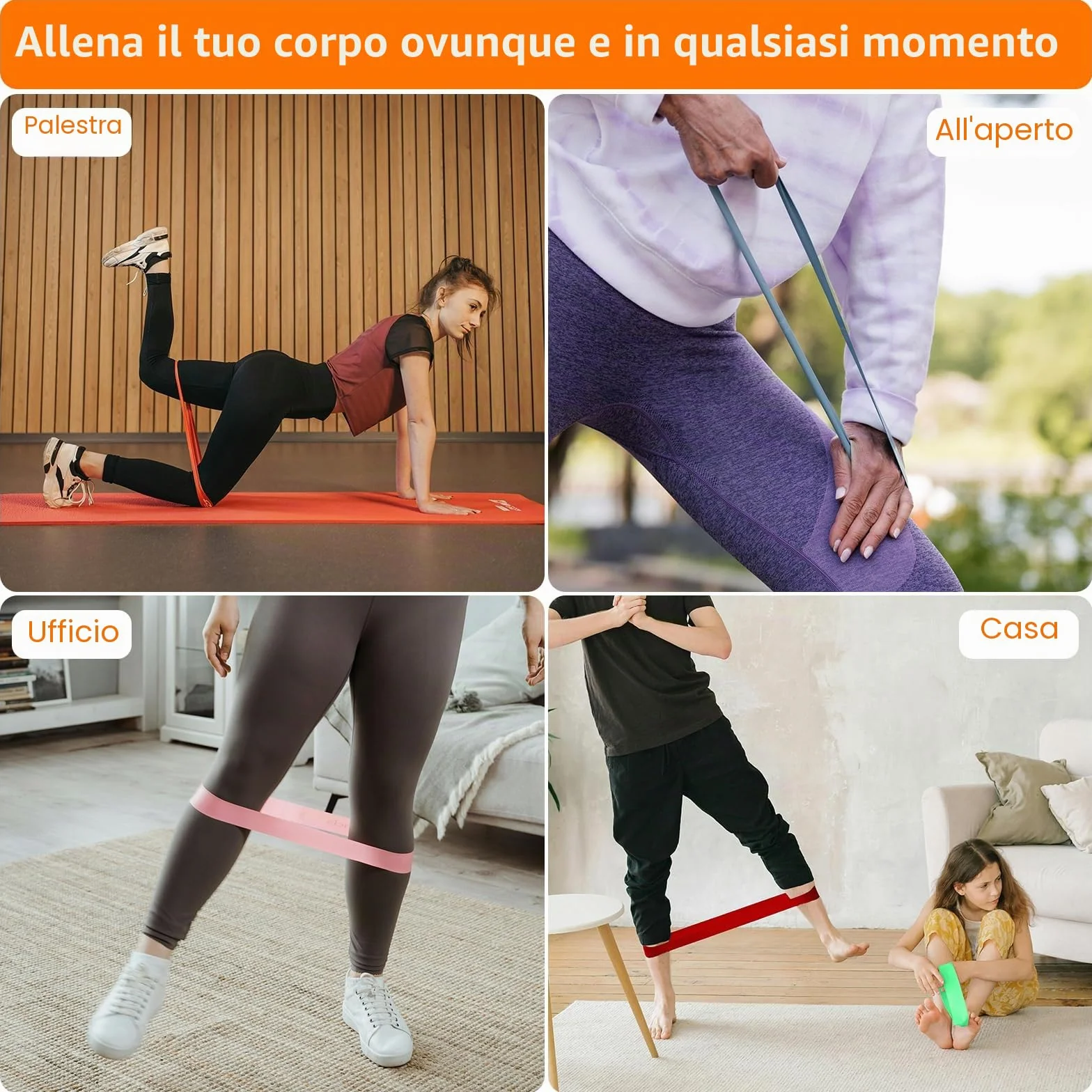 GRIFEMA GA5001 Elastici per Bodybuilding, 5 Livelli di Resistenza, per Yoga, Pilates e Allenamento di Forza