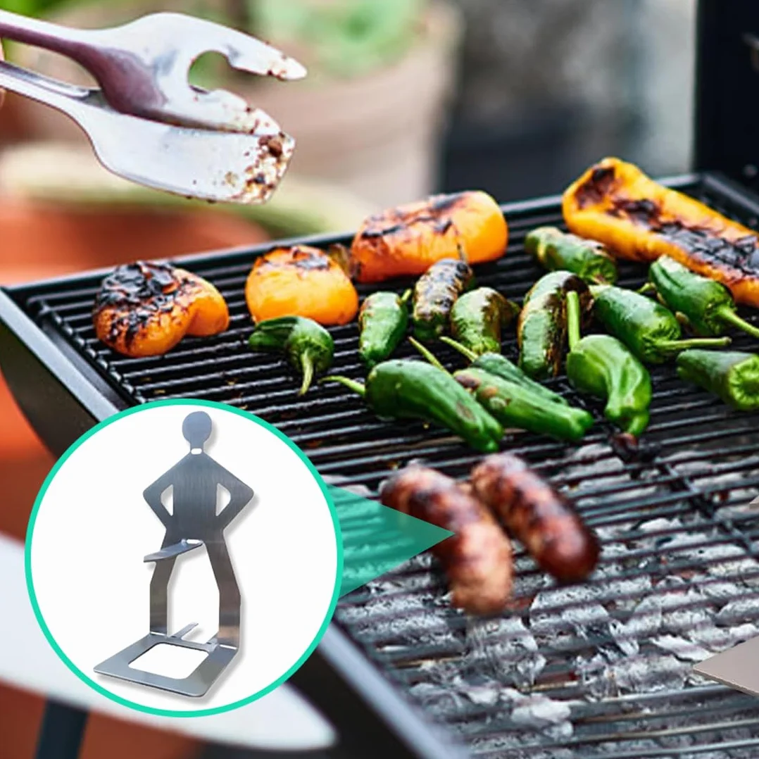 Supporto per Salsicce in Acciaio Inox, Creativo Porta Wurstel a Forma di Uomo, Griglia Portatile per Hot Dog, Accessorio Barbecue per Campeggio e Cucina Outdoor