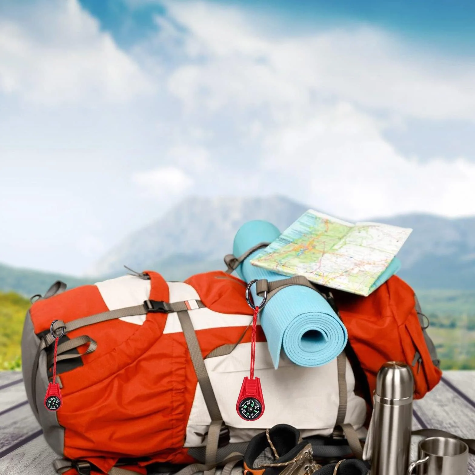 Bussola Multicolore 36 Pezzi per Bambini, Portachiavi, Campeggio, Trekking, Kit Sopravvivenza
