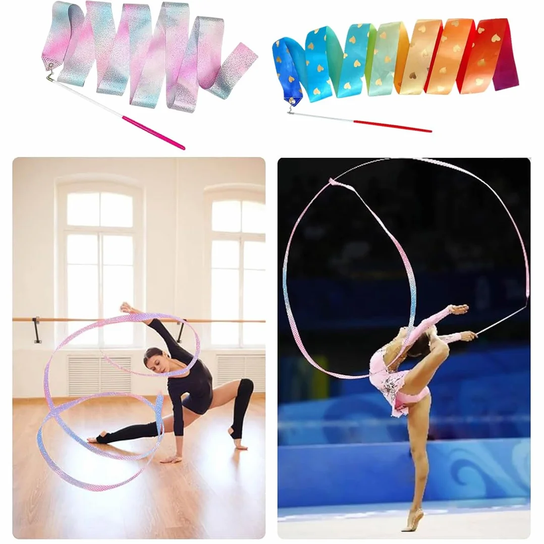Nastri per danza ritmica 200 cm per bambini ginnastica bacchetta twirling