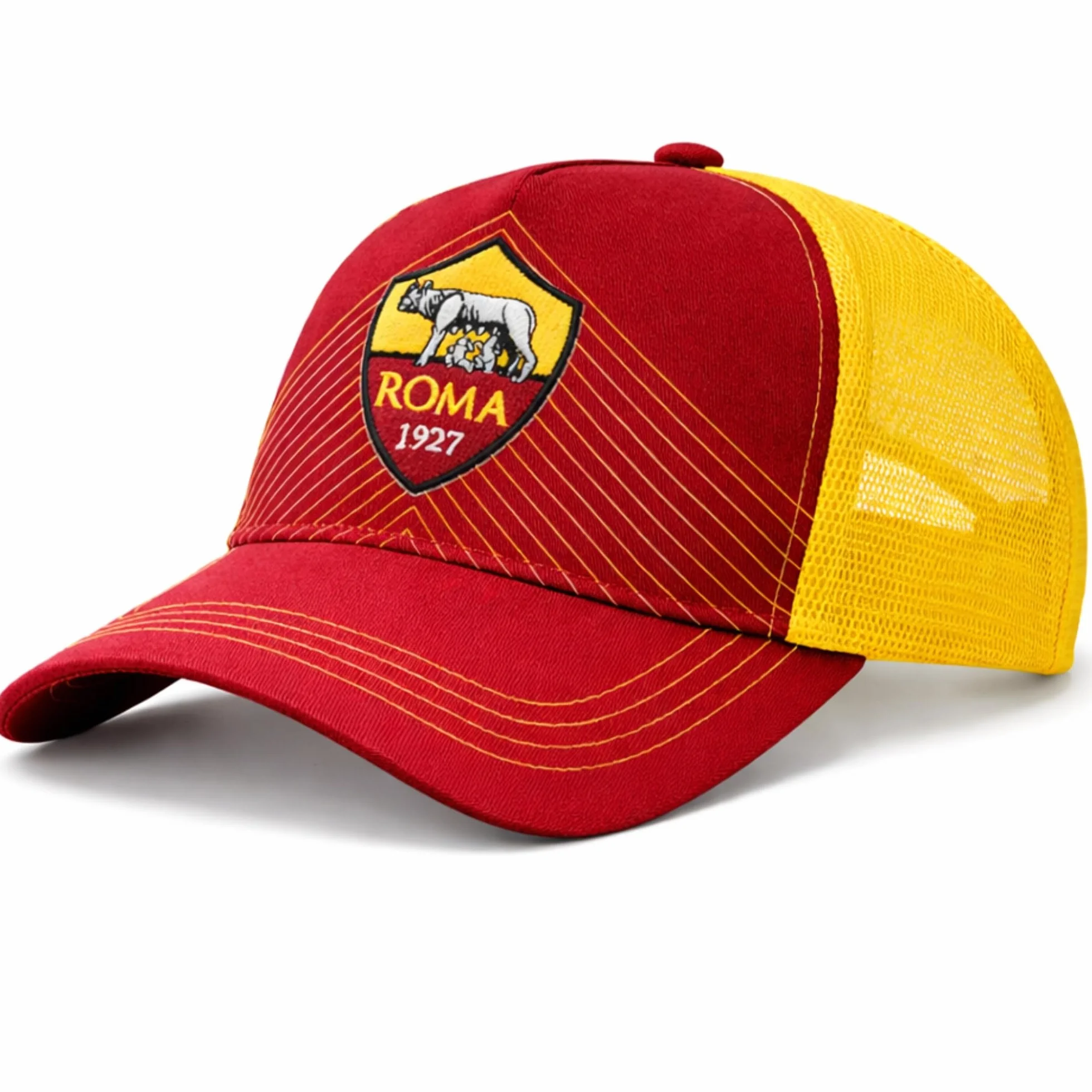 AS Roma Cappello Ufficiale Cotone Logo Baseball Visiera Curva Regolabile Licenza