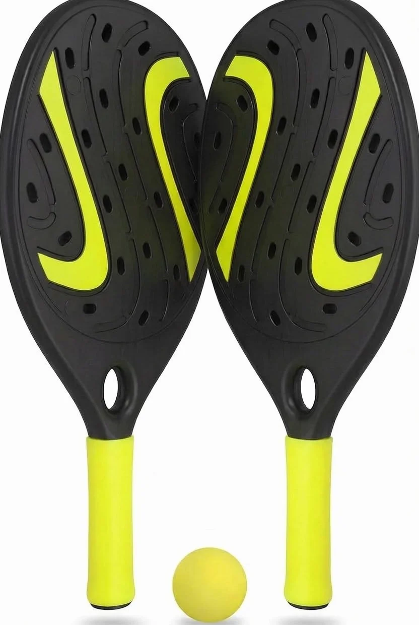 Coppia Racchette da Spiaggia Beach Tennis Padel Set Legno Impermeabile