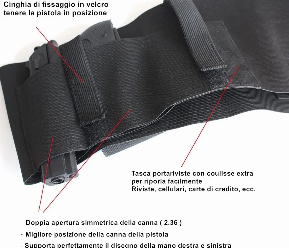 Fondina Pistola Nascosta Multifunzionale in Neoprene Elastico per Cintura Tattica
