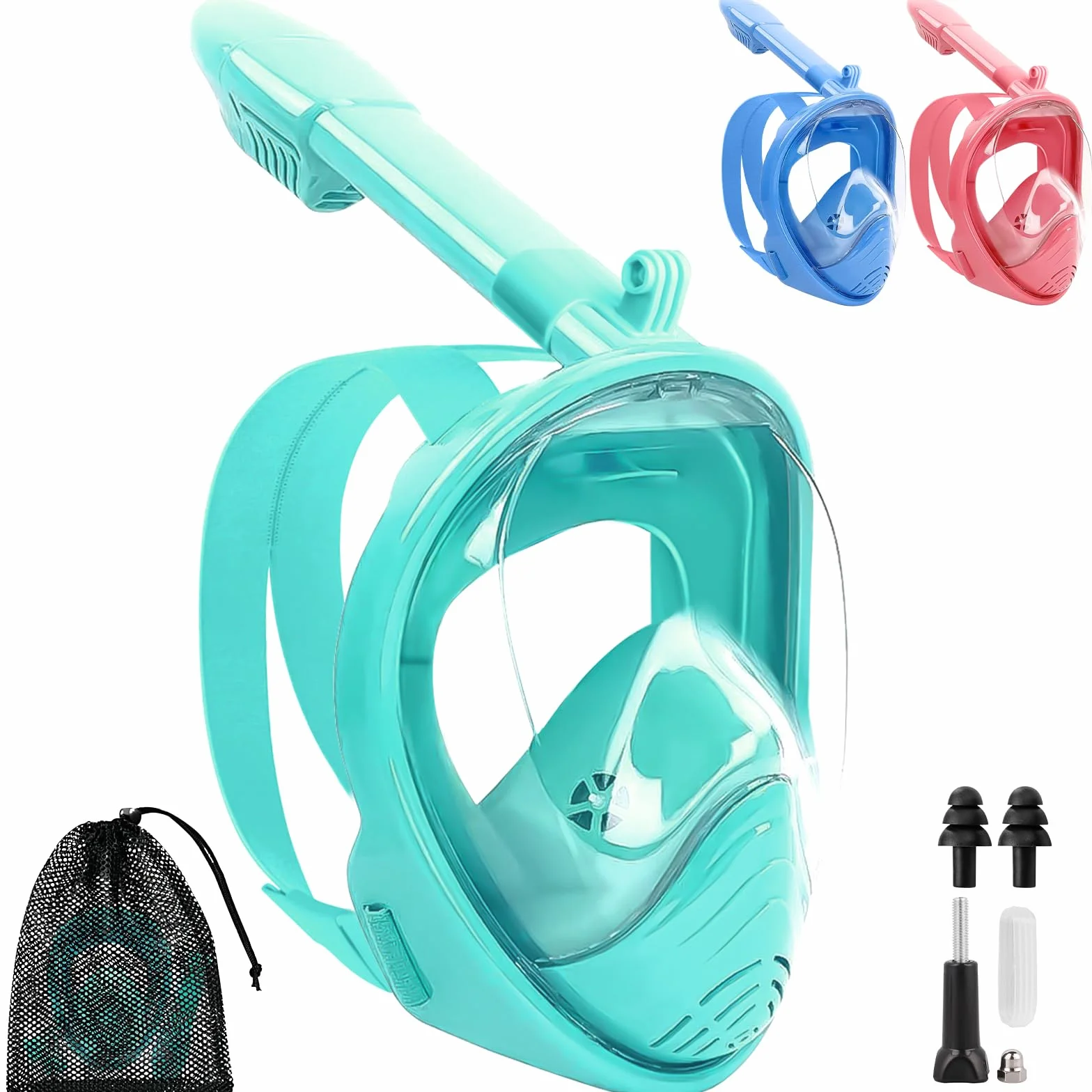 Maschera da Snorkeling per Bambini XS – Maschera Subacquea Bambini con Vista a 180°, Anti-Appannamento, Anti-Perdite, con Borsa Rete, Supporto Fotocamera e Accessori