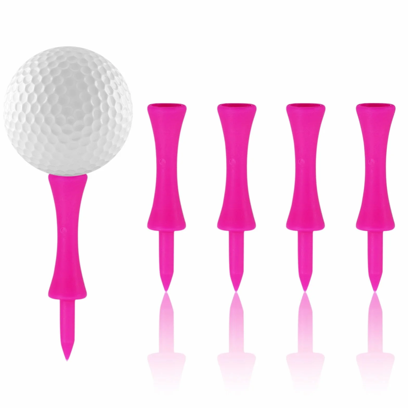 100 tè da golf in plastica, 57 mm, Tee da golf rosa, ben visibili, colori vivaci, Castle Tees Golf portatili per golfisti per esercitare, indistruttibili tè da golf in plastica