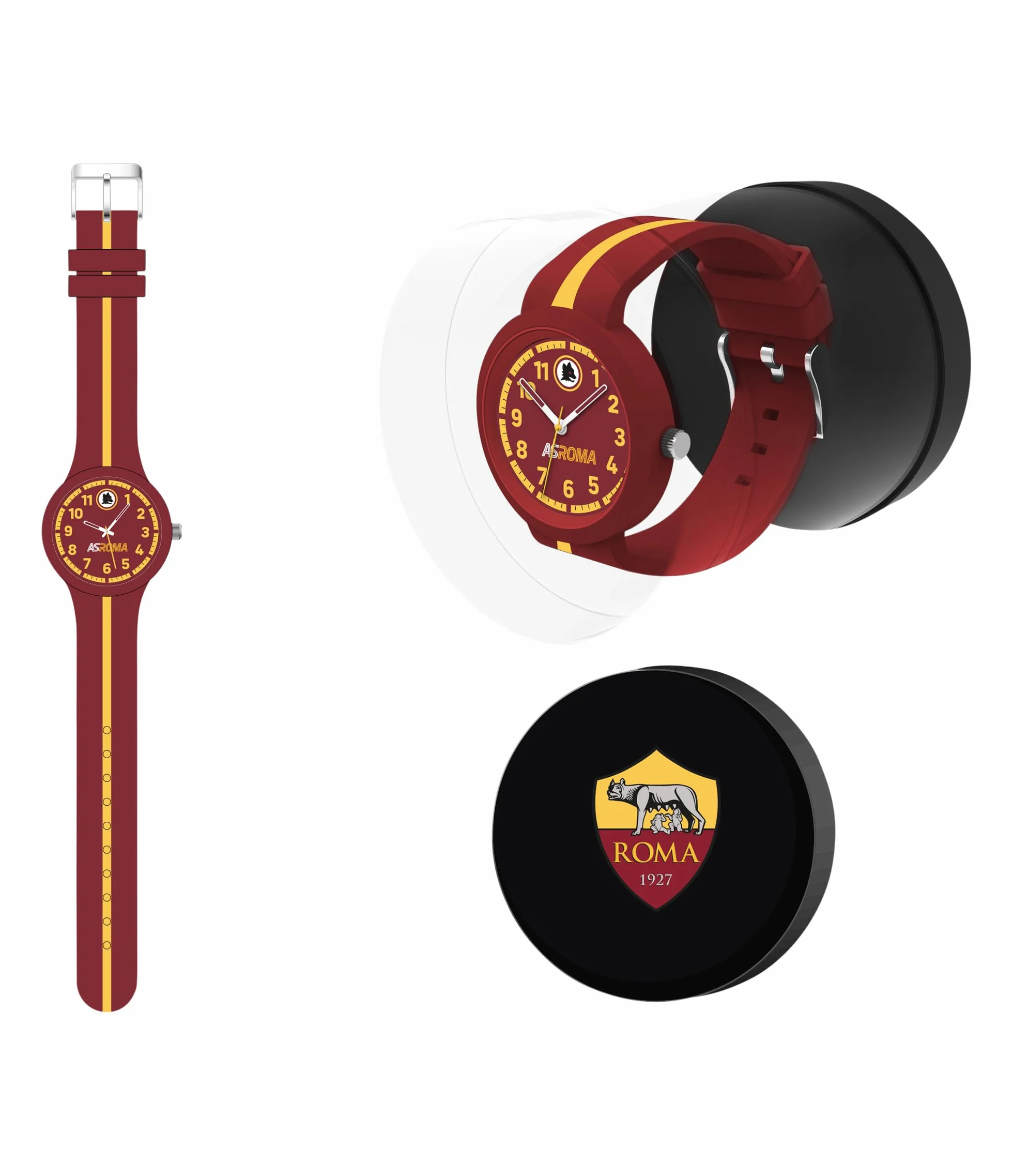 AS Roma Orologio da Polso Giallo Rosso Bambini Ragazzi Squadra Calcio Idea Regalo Tifosi