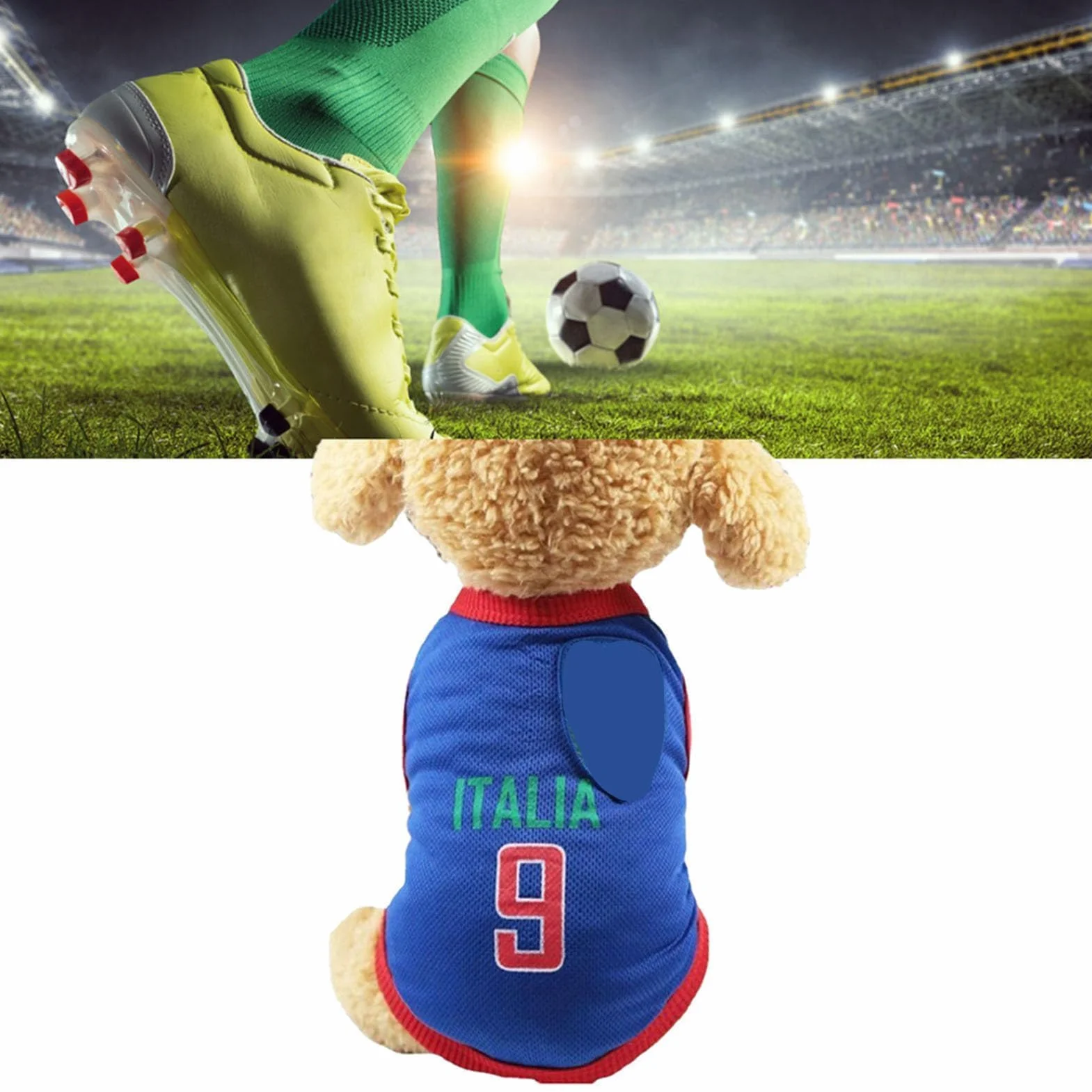 Maglia da Calcio per Cani Piccoli, Medi e Grandi (XL-Blu) - Gilet Sportivo Nazionale