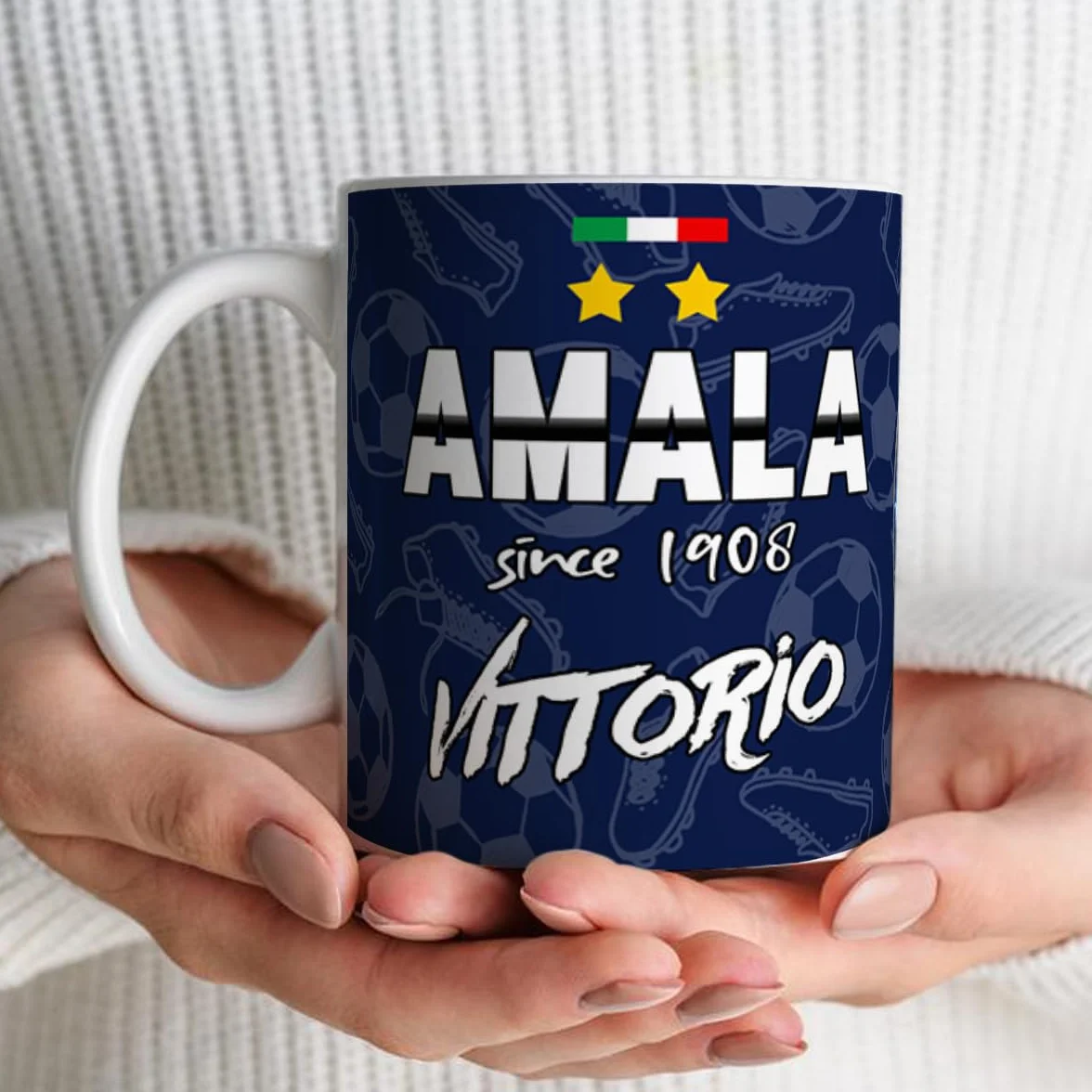 Tazza in Ceramica Tifoso Inter Nerazzurro Mascot Serpente Calcio Personalizzabile Nome Idea Regalo