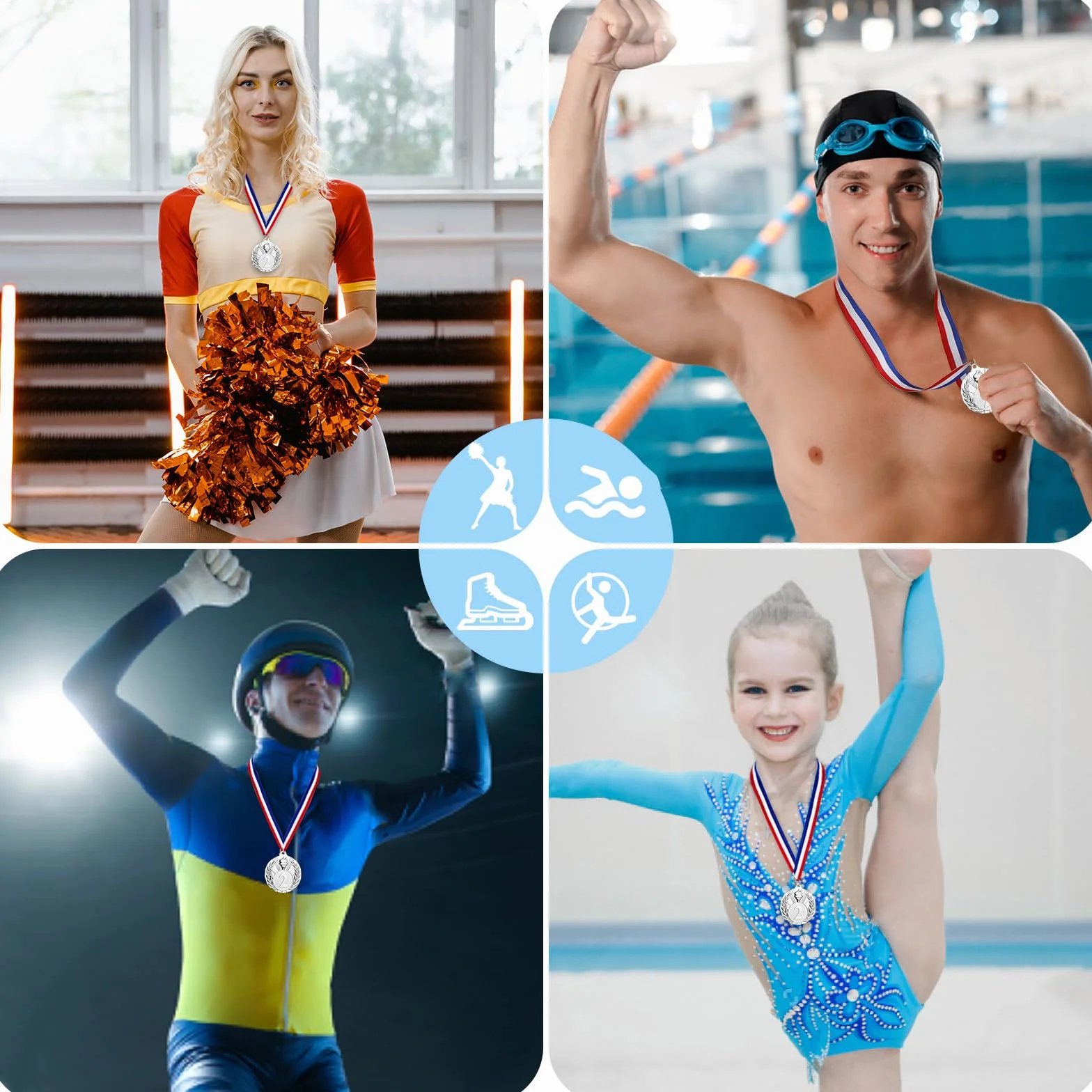 GeeRic 12pz Medaglie d'oro in Metallo con Nastro per Bambini Studenti Giocatore Atleta Competizione Sport Festa