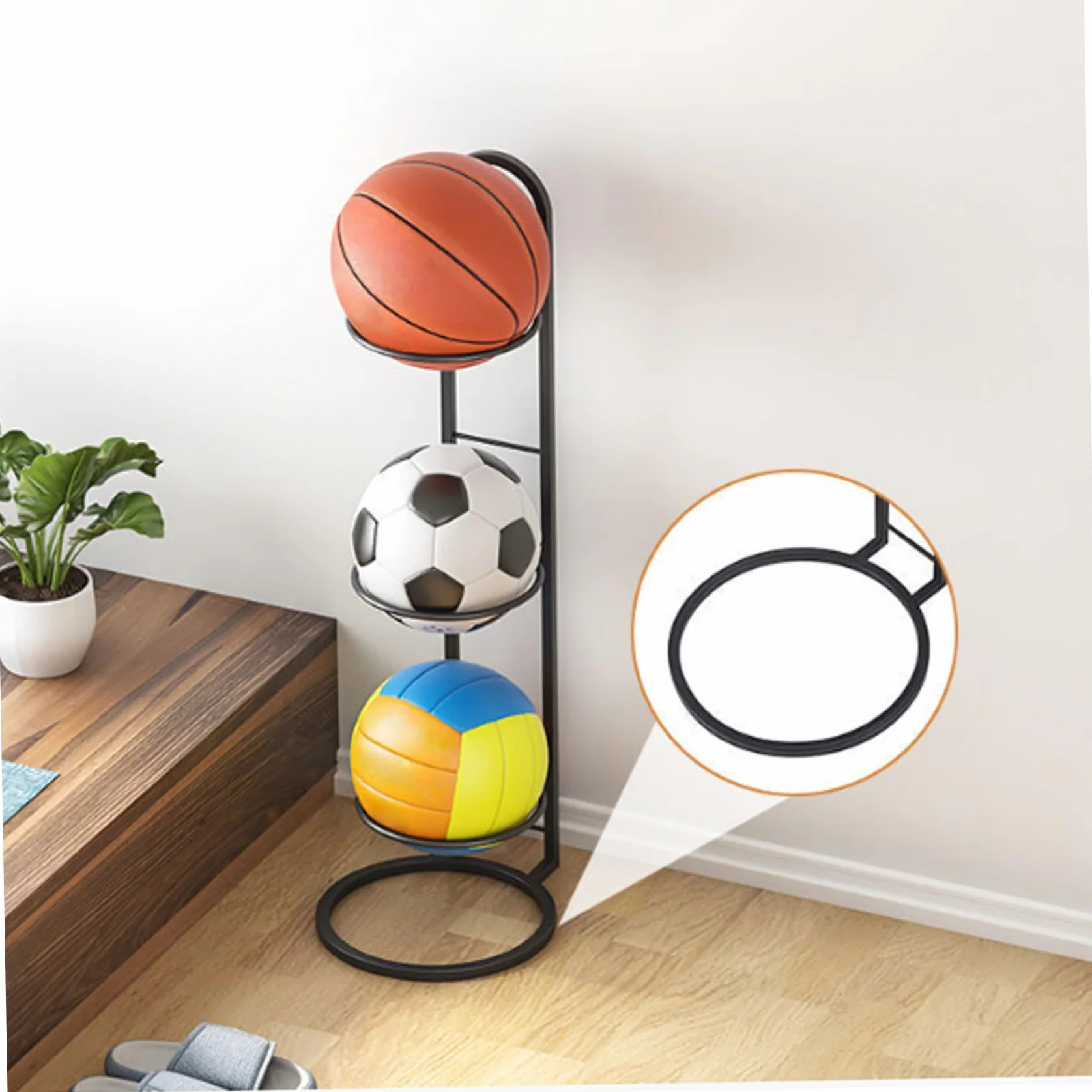 Porta da Basket in Acciaio a 3 Strati, Supporto a Sfera Verticale per Display da Casa