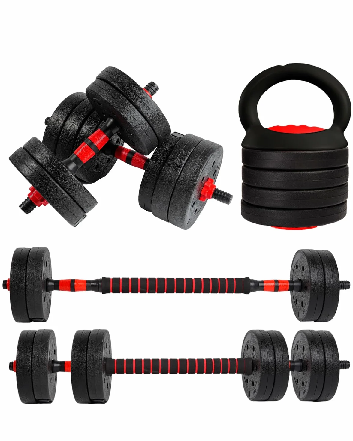 Manubri Regolabili con Dischi 10-40 kg Coppia Pesi Barra Collegamento Antiscivolo per Allenamento Palestra Casa Fitness