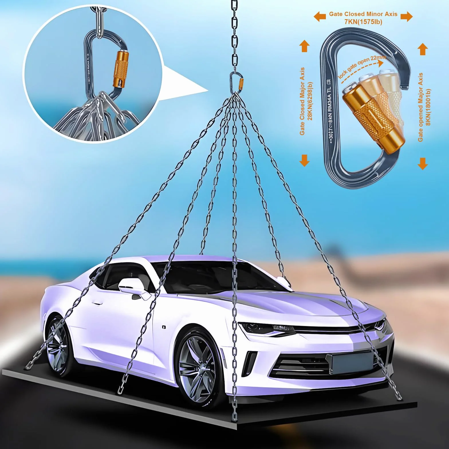 Moschettone da Arrampicata Alluminio Ultralight Doppia Campeggio Amache