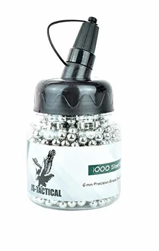 JSTACTICAL Pallini 6MM Acciaio per Softair 1000 Confezione Blister