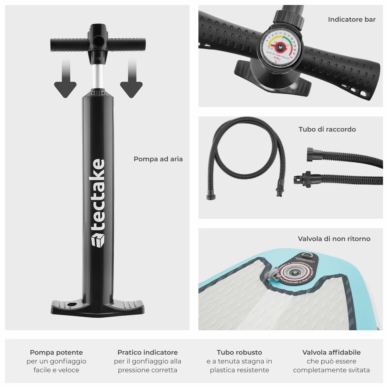 Tectake Sup Gonfiabile Tavola Stand Up Paddle Board 2 in 1 Kayak Sedile SUP Pompa Pinne Zaino Pagaia Drop Stich Schiuma EVA Carico Max 200 kg