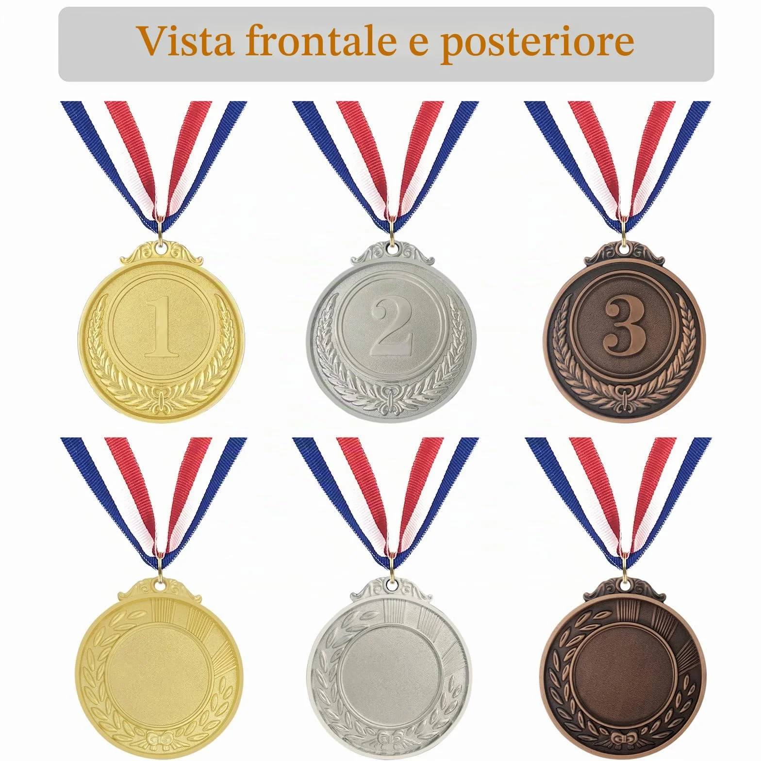 Donrime Medaglie Premiazioni Metallo 12 Pezzi Oro Argento Bronzo per Bambini Adulti