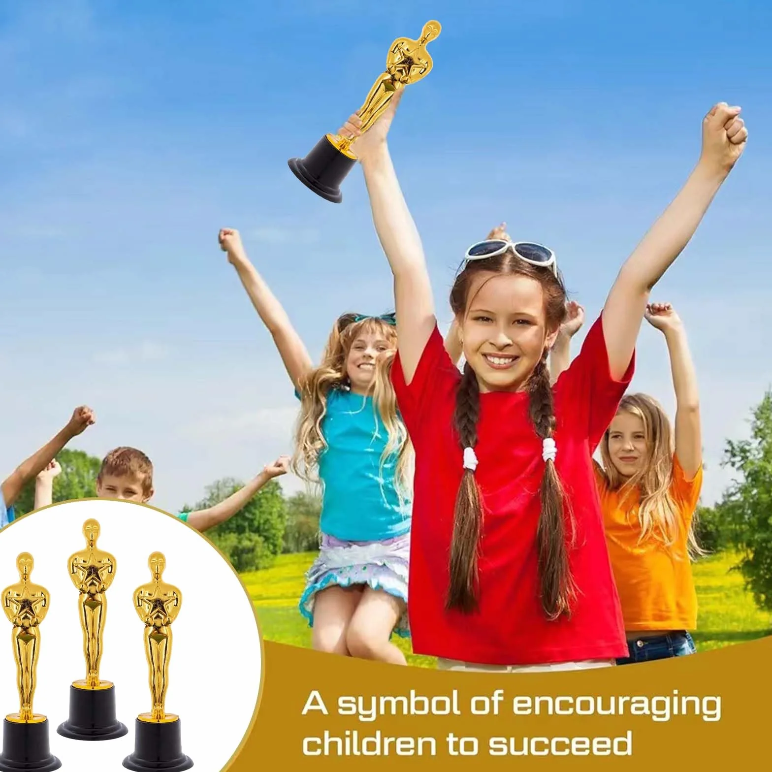 Statue Trofeo D'oro 10 Pezzi, Trofei di Plastica per Cerimonia di Premiazione
