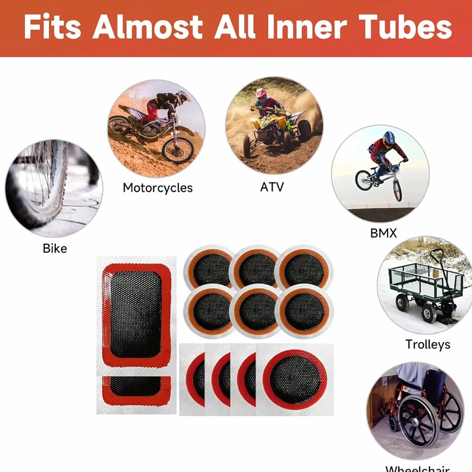 Kit Riparazione Bici 44-56 Pezzi, Toppe Rotonde Gomma Autoadesive, Attrezzo Multifunzione, Contenitore Portatile