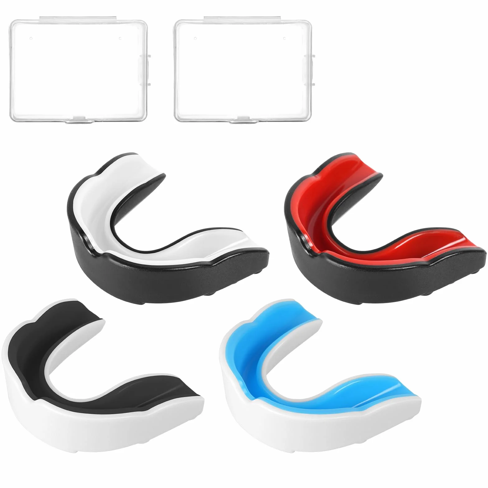 Flintronic Paradenti per Adulti e Bambini 4 Pezzi Sportivo Slim Rugby Boxe Kick Boxing Arti Marziali Hockey Taekwondo