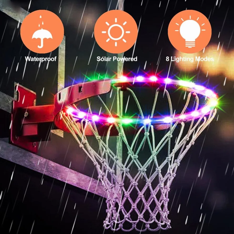 KENANLAN Luci LED per Canestro da Basket Campo da Basket con Telecomando Luce a LED 4 modalità 16 Colori Impermeabile per Allenamento Notturno All'aperto