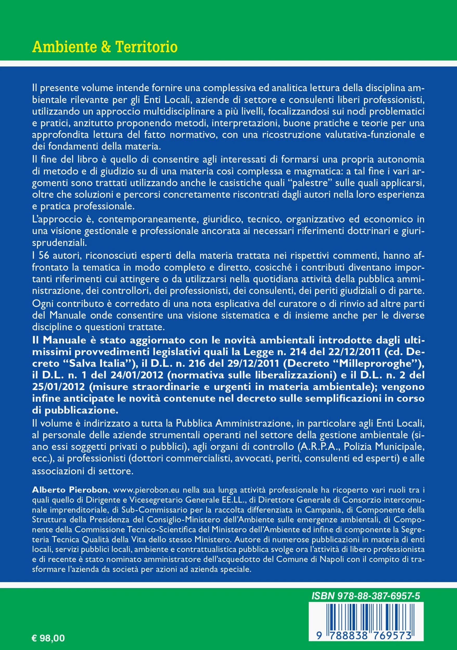 Nuovo manuale di diritto e gestione dell'ambiente. Analisi giuridica, economica, tecnica e organizzativa