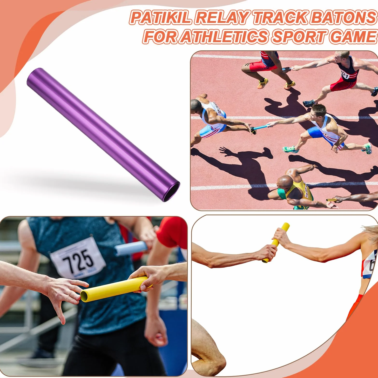 PATIKIL Staffetta Pista Bastone Alluminio Lega Tubo Campo Corsa per Esterni Atletica Sport