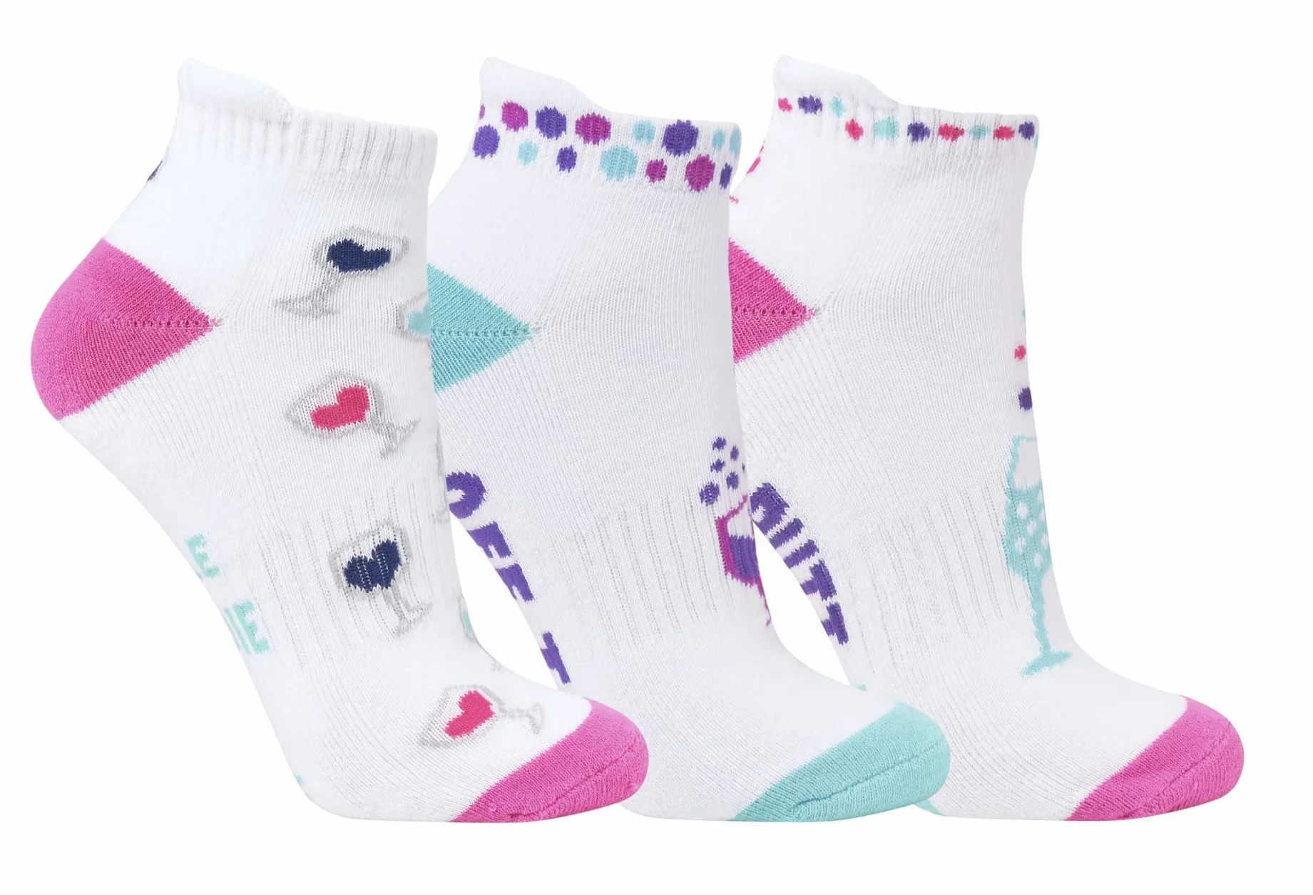 Calzini da golf Confezione da 3 paia rosa e bianco