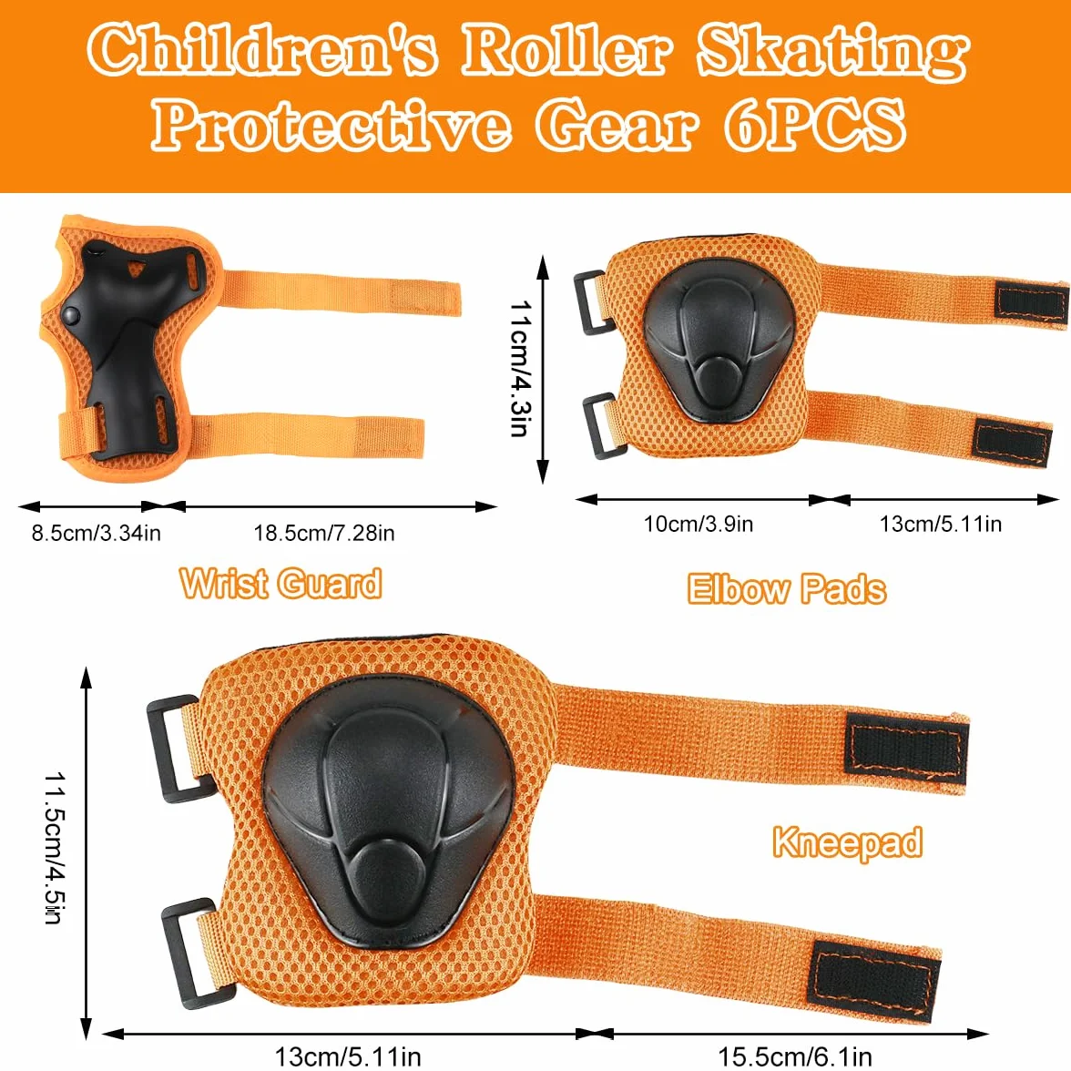 Protezione Kit per Bambini 6 in 1 Ginocchiere Gomitiere Tutore Polso Skateboard Bicicletta Pattinaggio